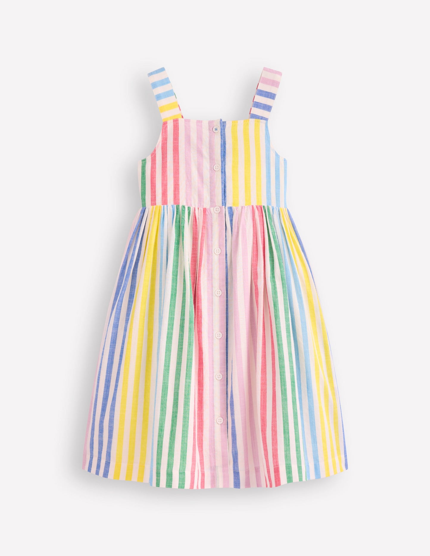 Button Through Woven Dress-Multi Stripe