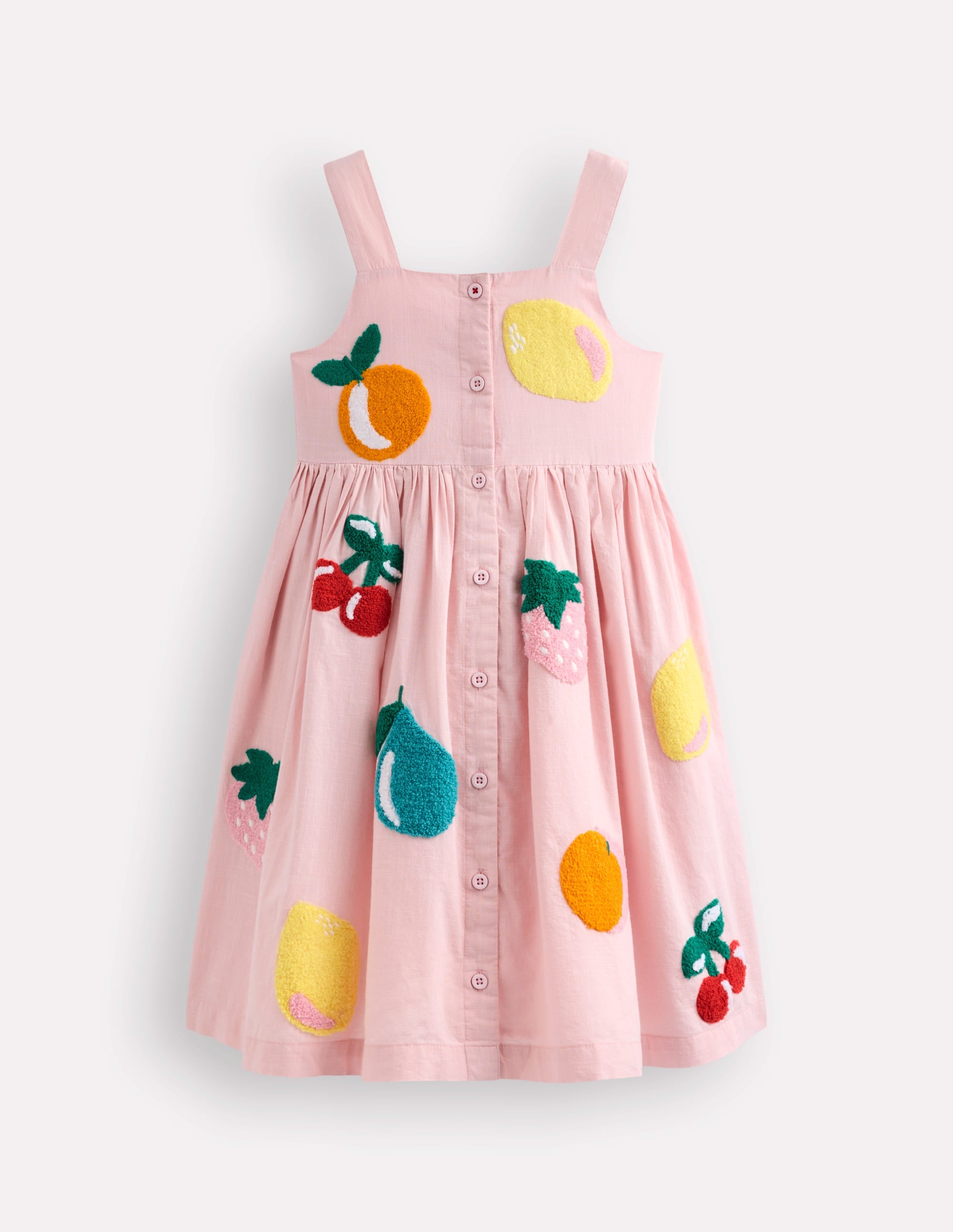Remy Button Through Dress-Chalk Pink Boucle Fruit - Image 2