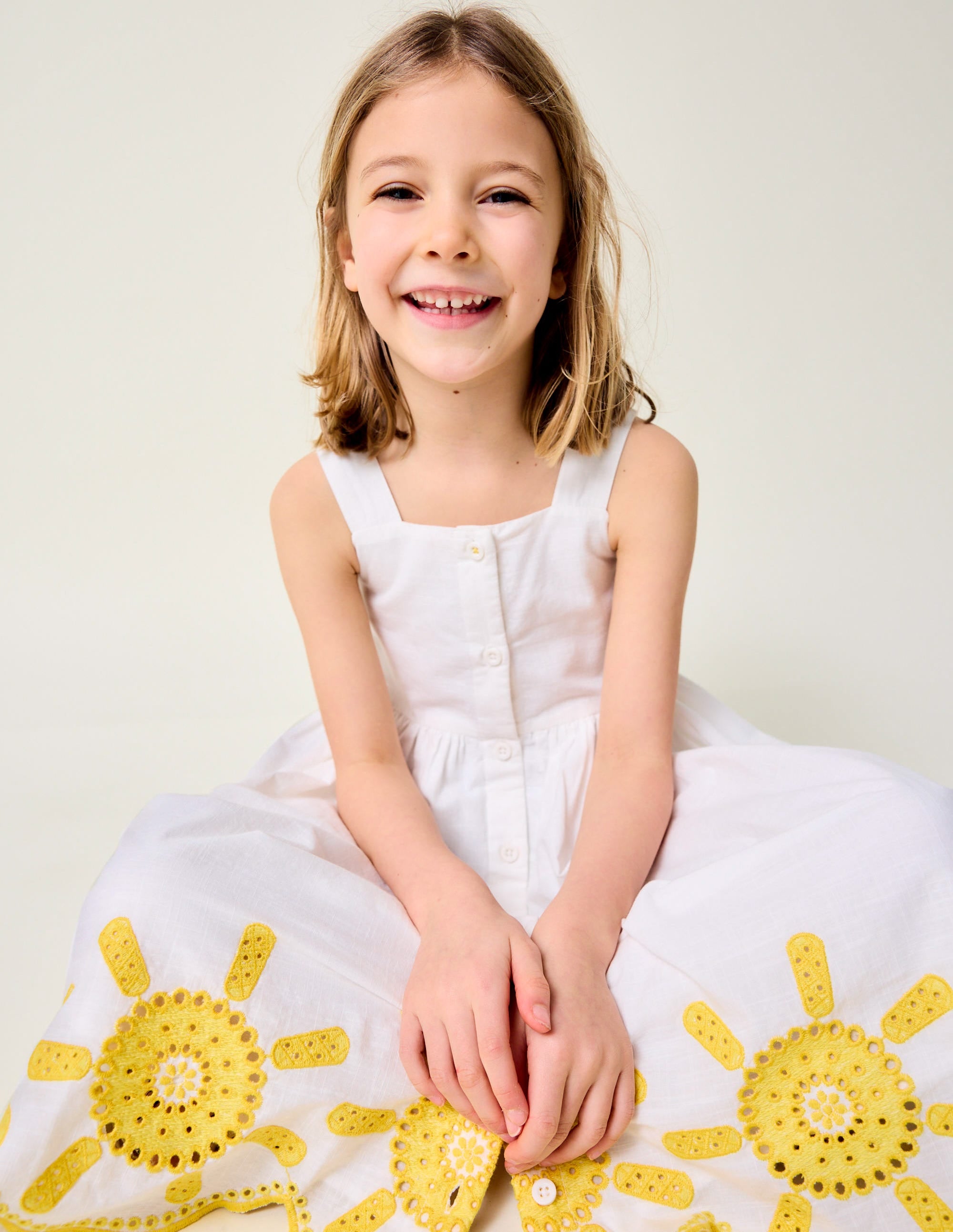Remy Button Through Dress-Ivory Sunshine - Image 1