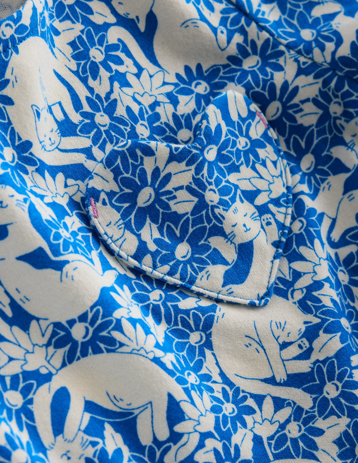 Heart Pocket Fun Jersey Dress-Kingfisher Blue Kitten Meadow - Image 3