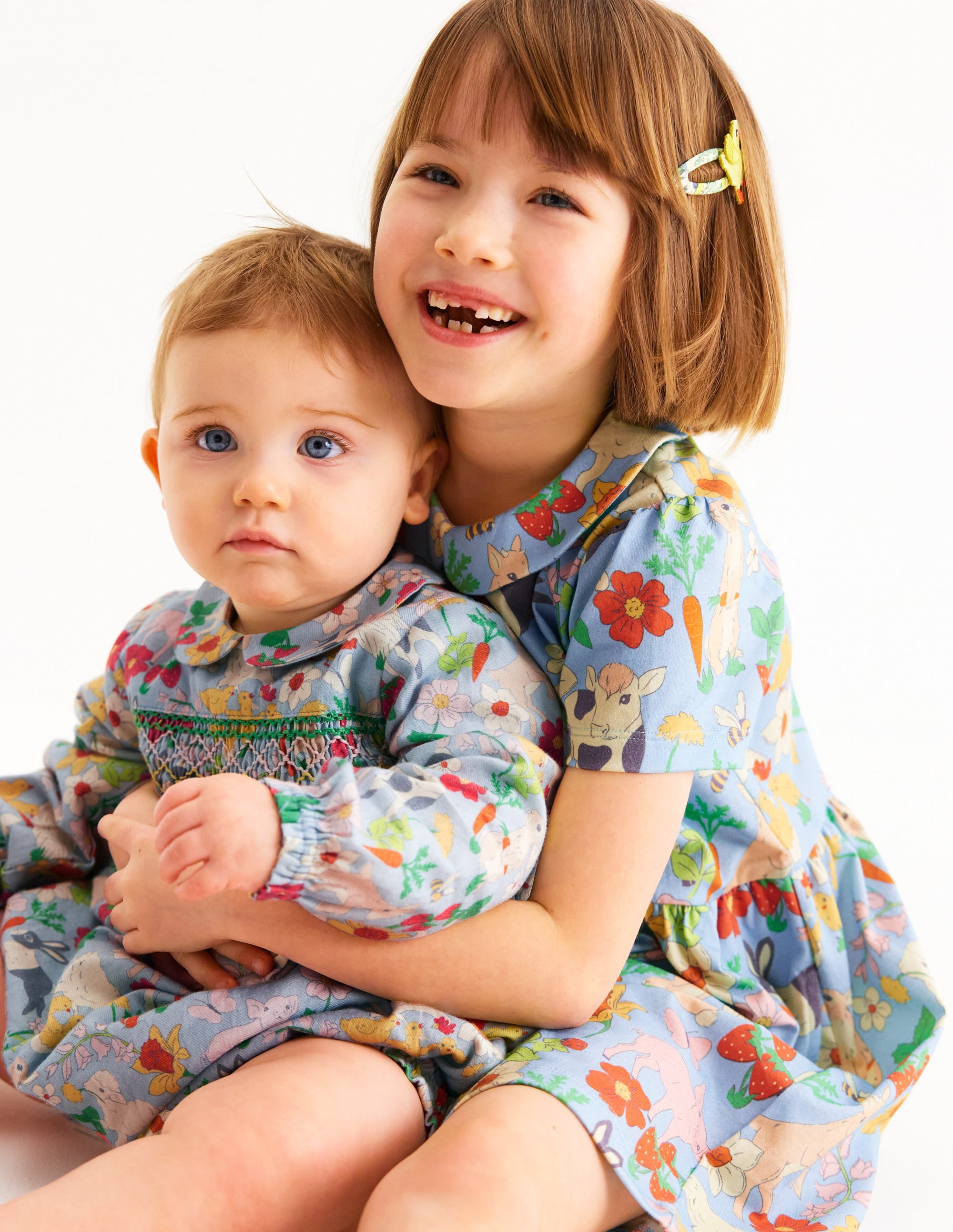 Heart Pocket Fun Jersey Dress-Misty Blue Spring Meadow - Image 4
