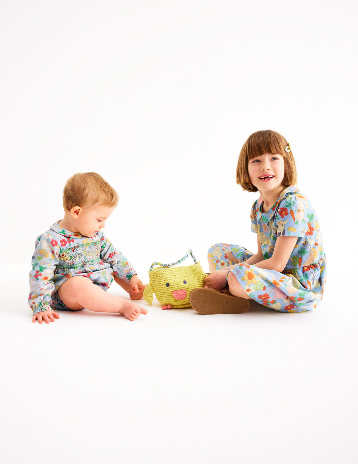Heart Pocket Fun Jersey Dress-Misty Blue Spring Meadow - Image 5
