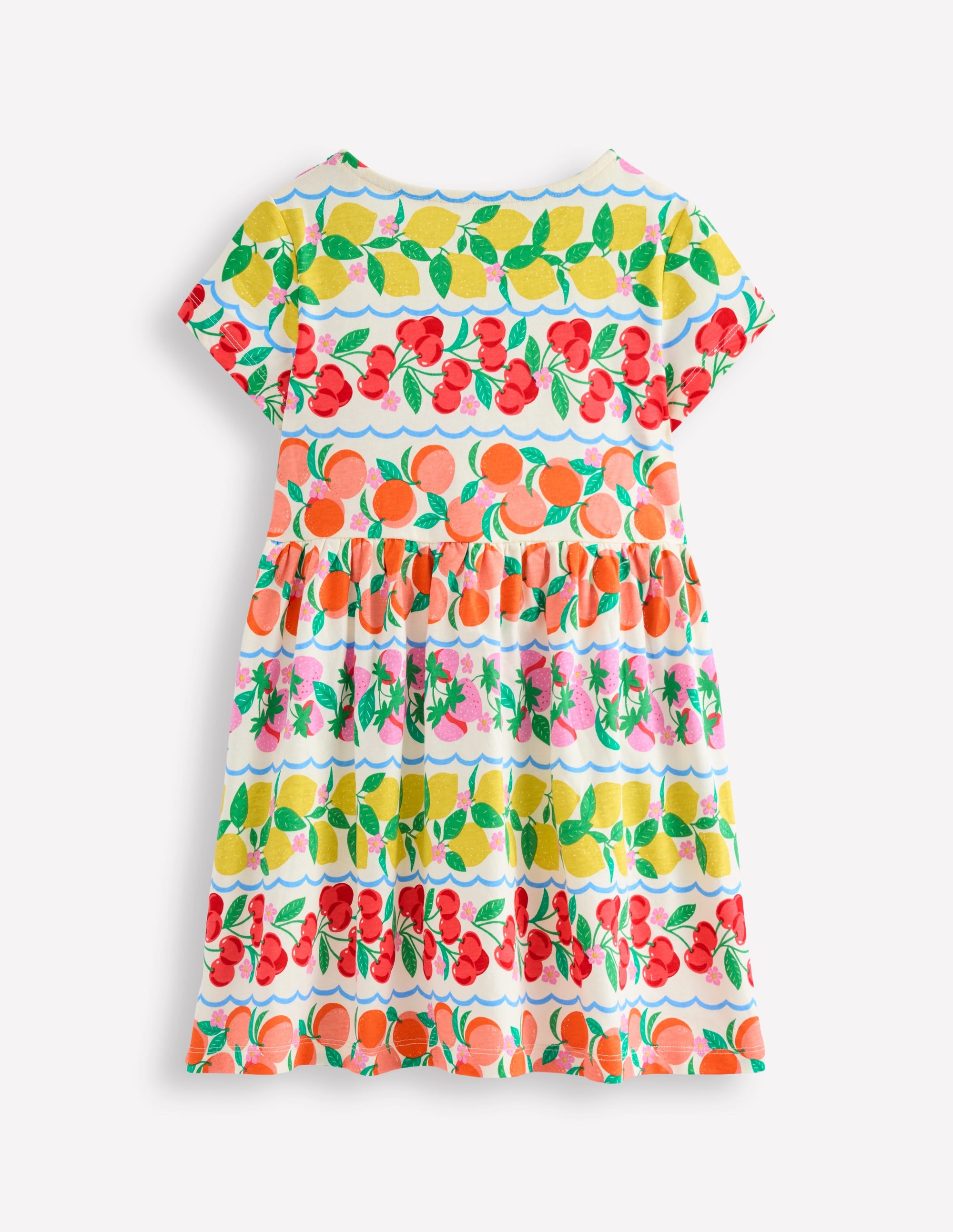 Heart Pocket Fun Jersey Dress-Rainbow Fruit Stripe - Image 2