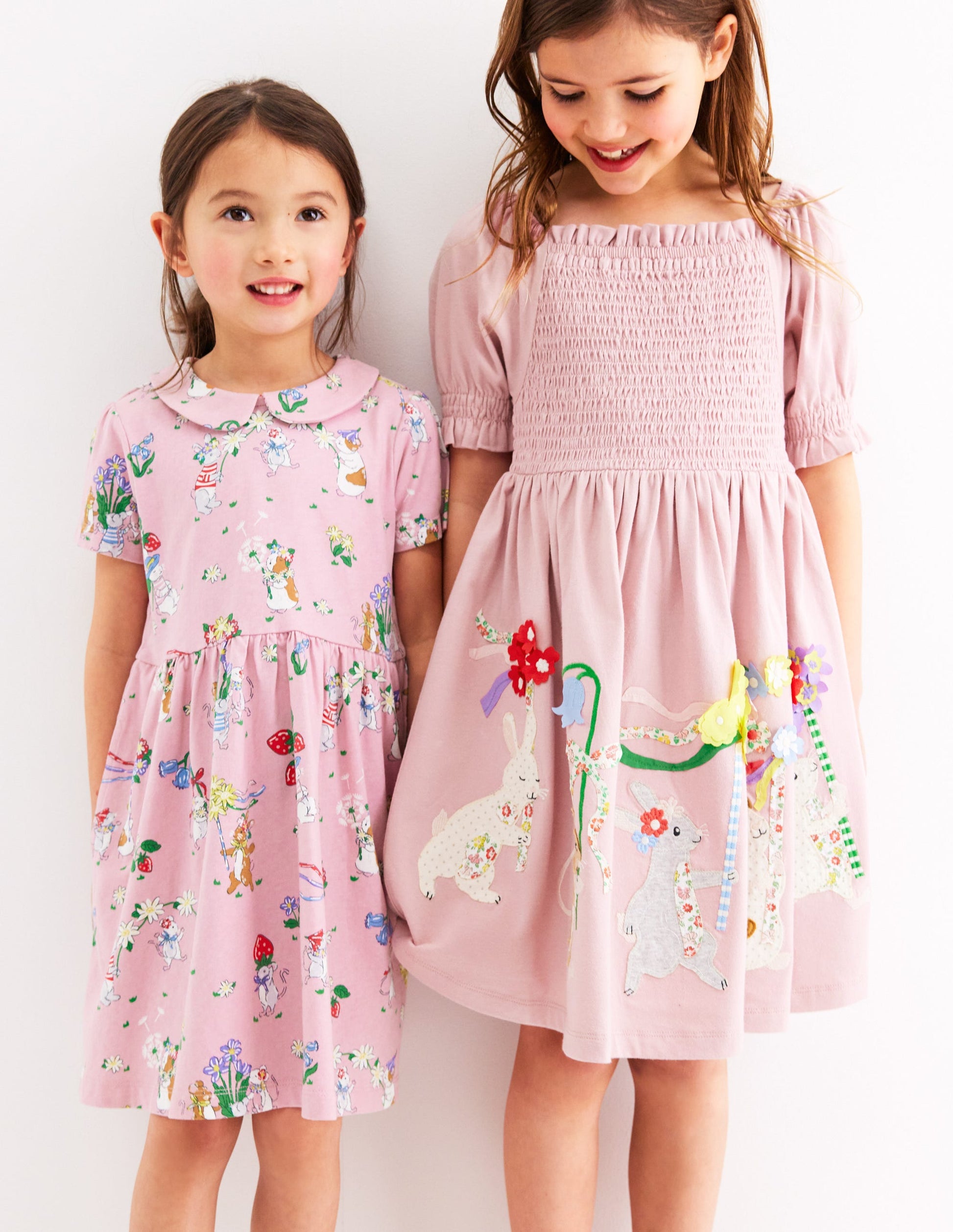 Peter Pan Collar Jersey Dress-Vintage Pink May Day-4