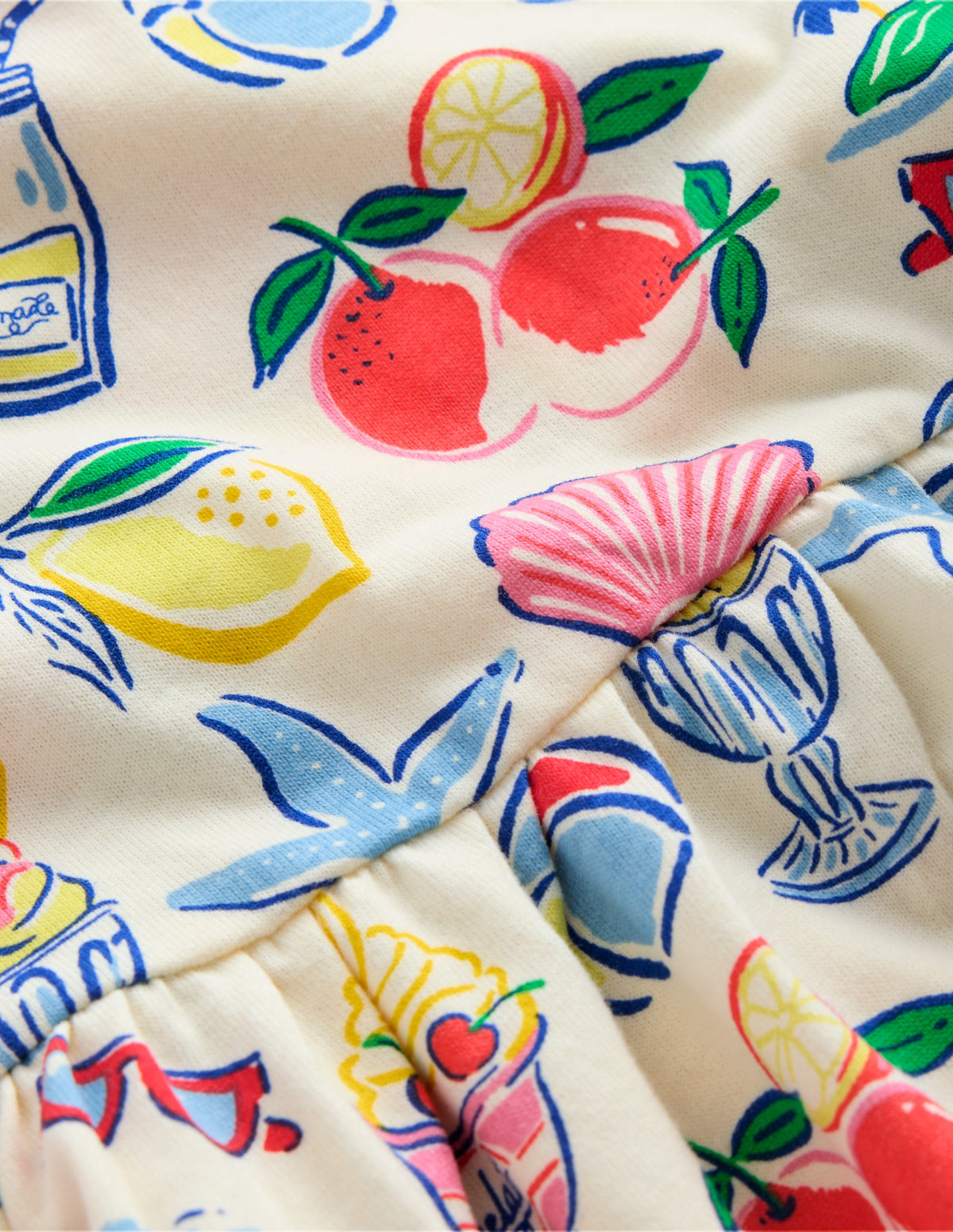 Posie Frill Sleeve Dress-Ivory Holiday Print - Image 3
