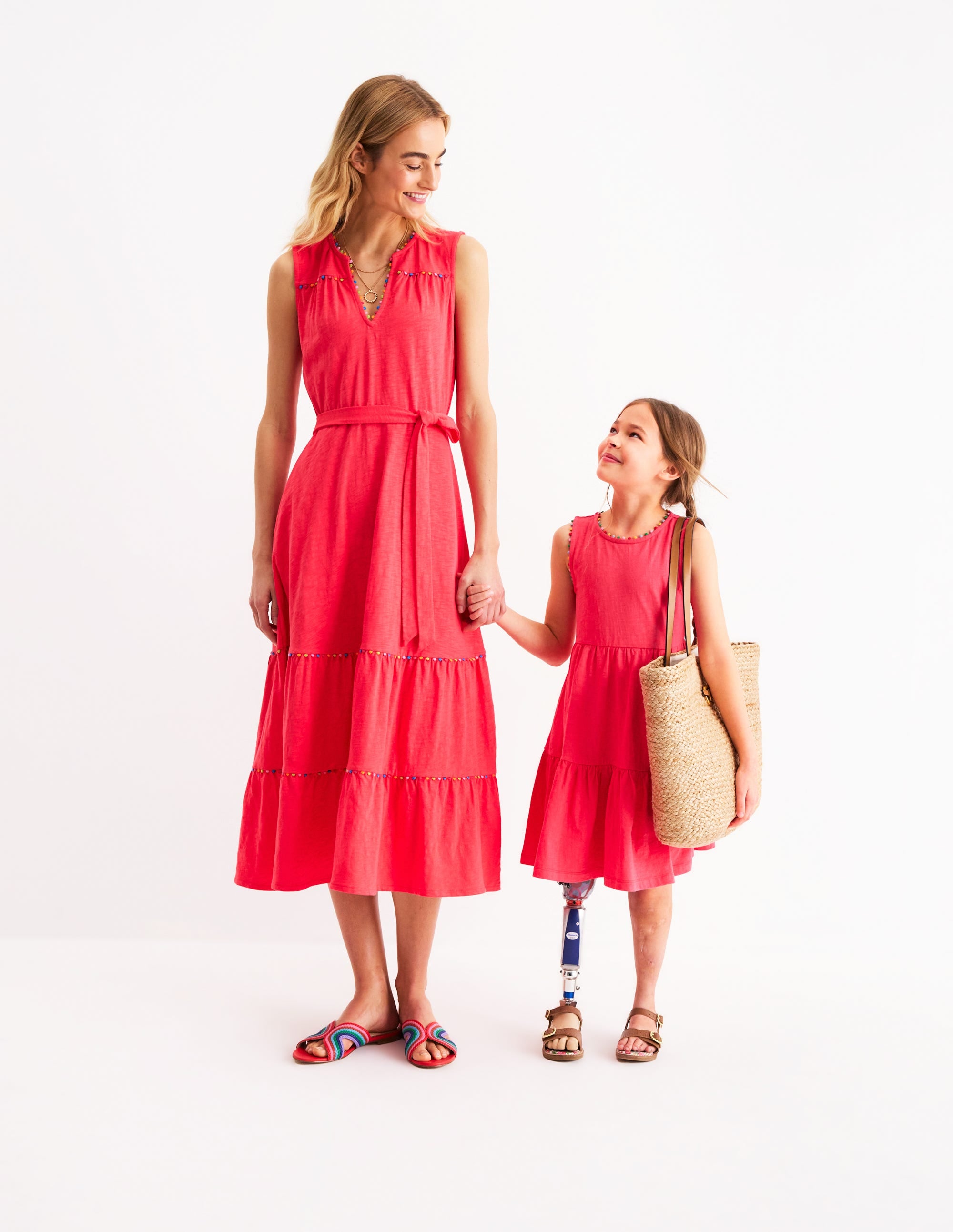 Ali Pom Trim Jersey Dress-Fandango Pink - Image 5