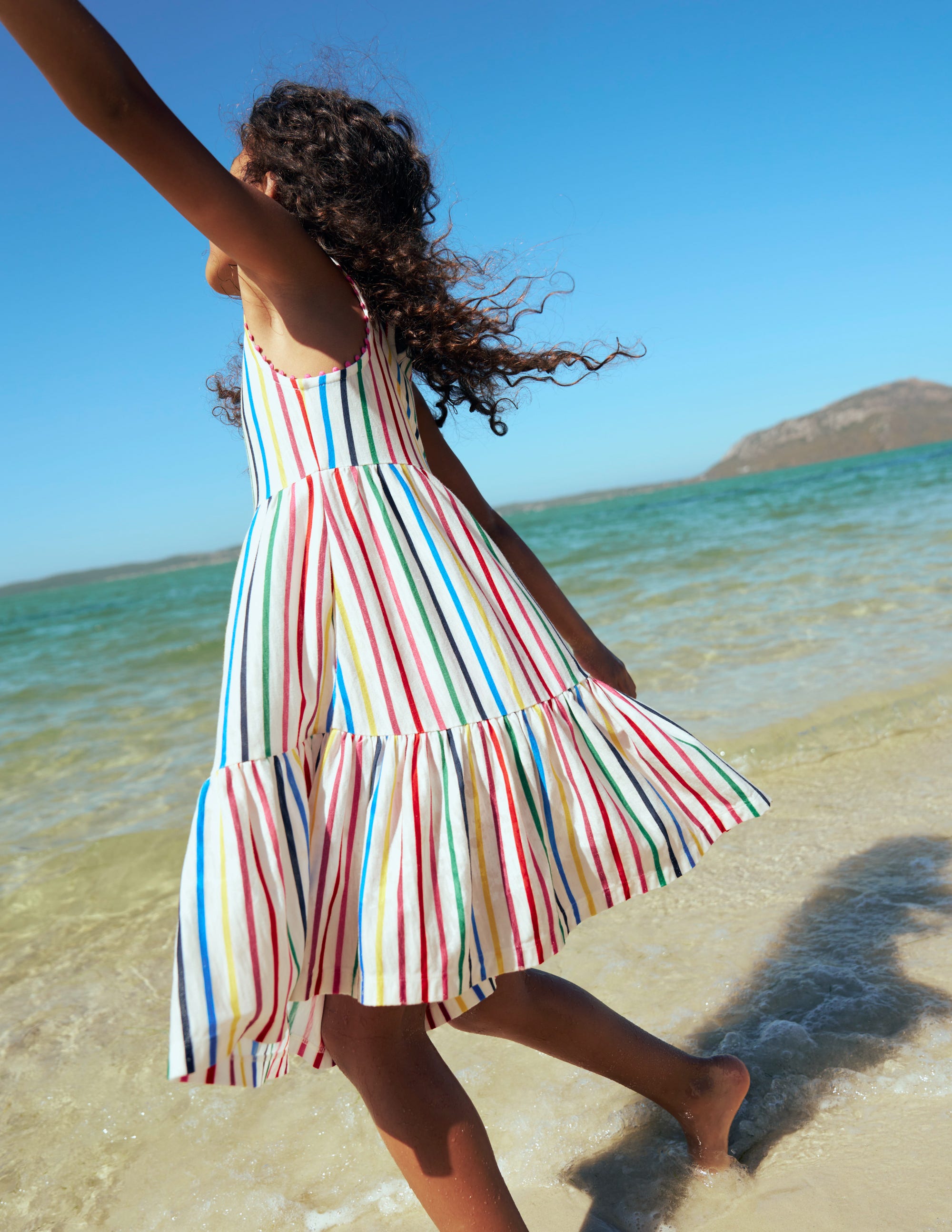 Ali Pom Trim Jersey Dress-Multi Stripe - Image 4