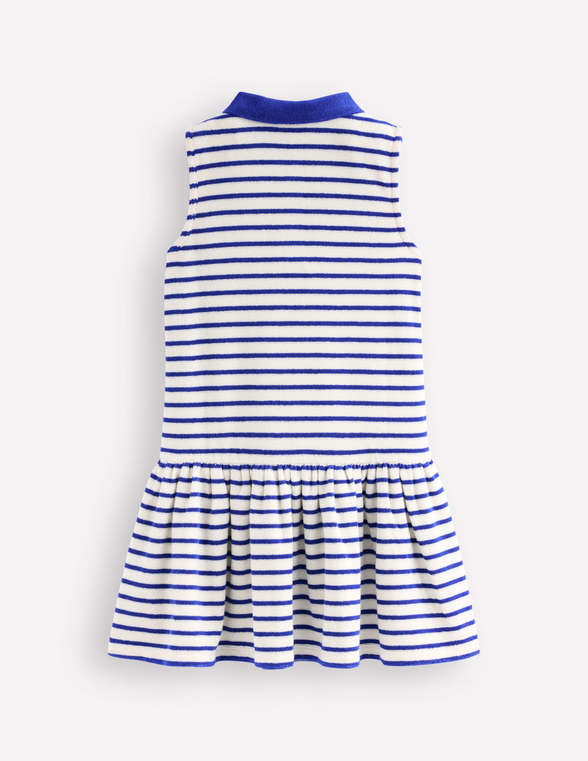 Towelling Polo Dress-Starboard Navy/ Ivory Stripe - Image 2