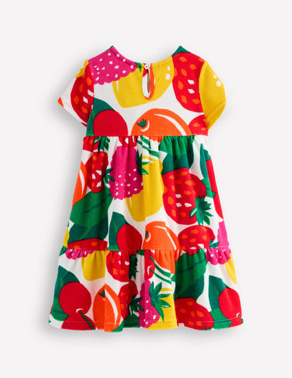 Tiered Towelling Dress-Multi Giant Fruit