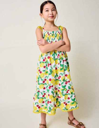 Luella Frill Maxi Sundress-Ivory Lemons and Cherries