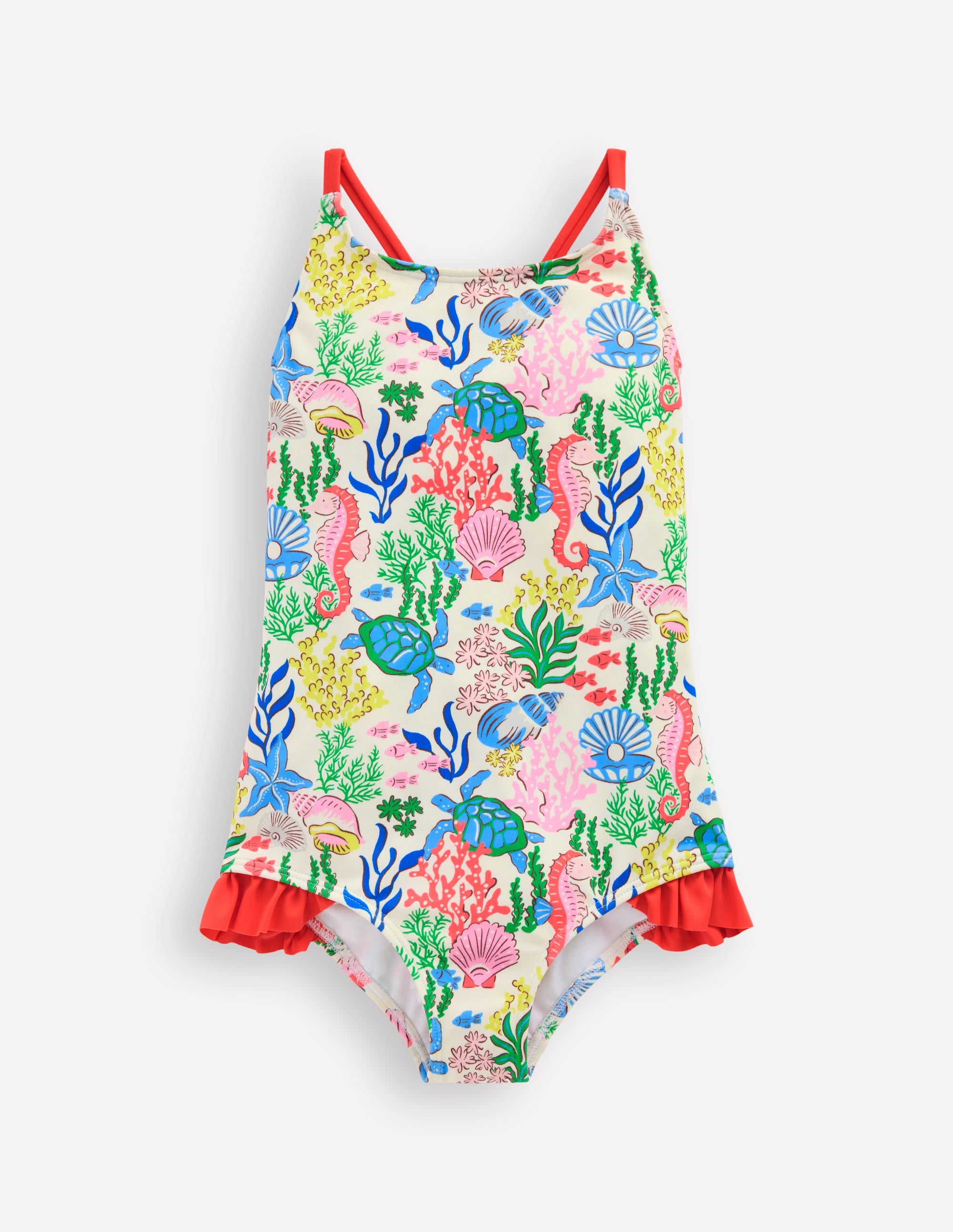 Pretty Cross-Back Swimsuit-Multi Coral Cove - Image 1