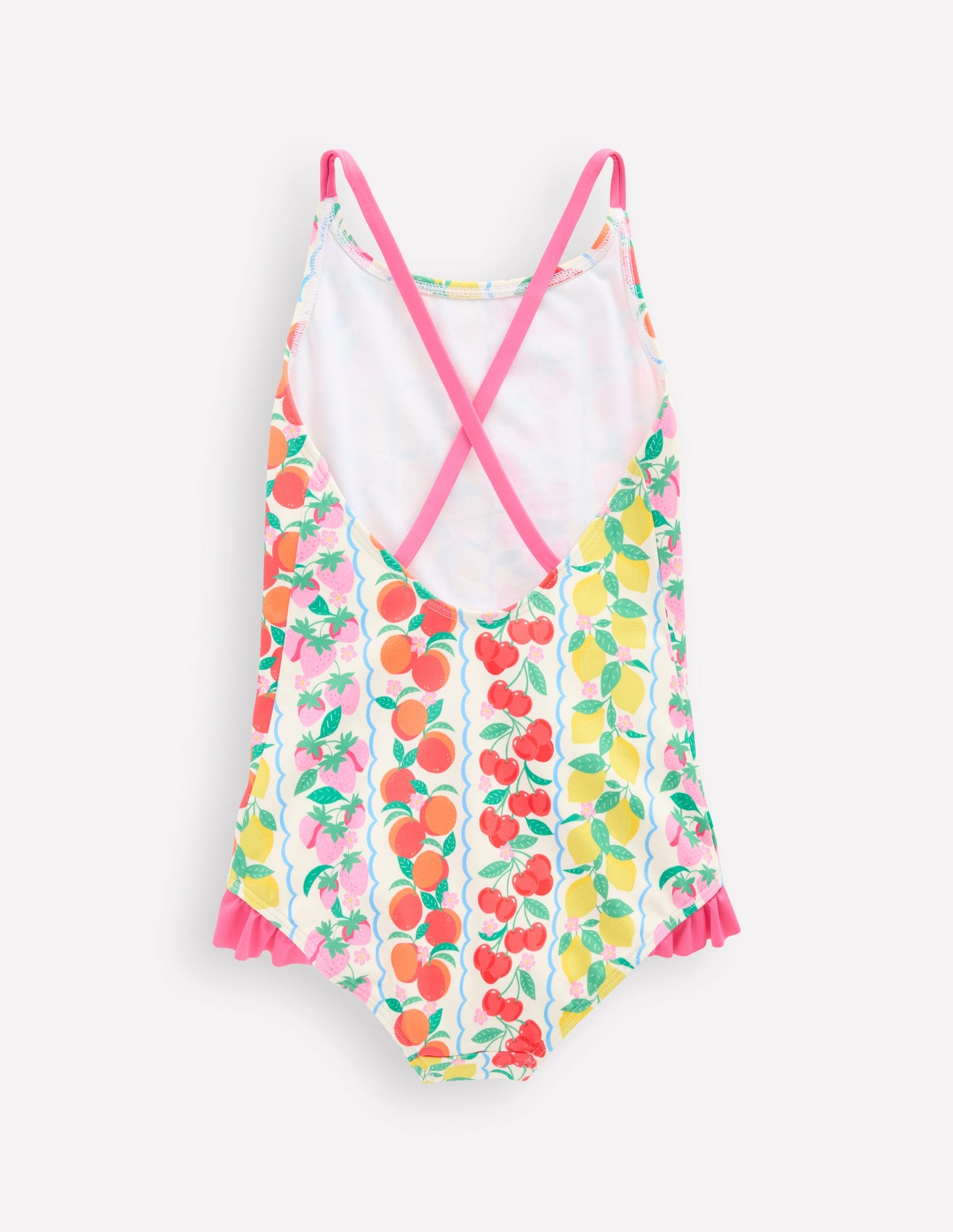 Pretty Cross-Back Swimsuit-Rainbow Fruit Stripe