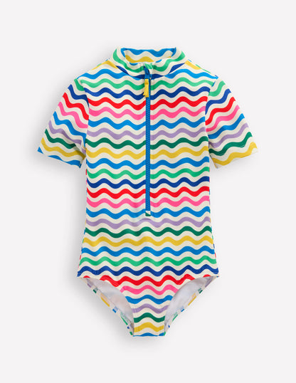 Short-sleeved Swimsuit-Multi Wave