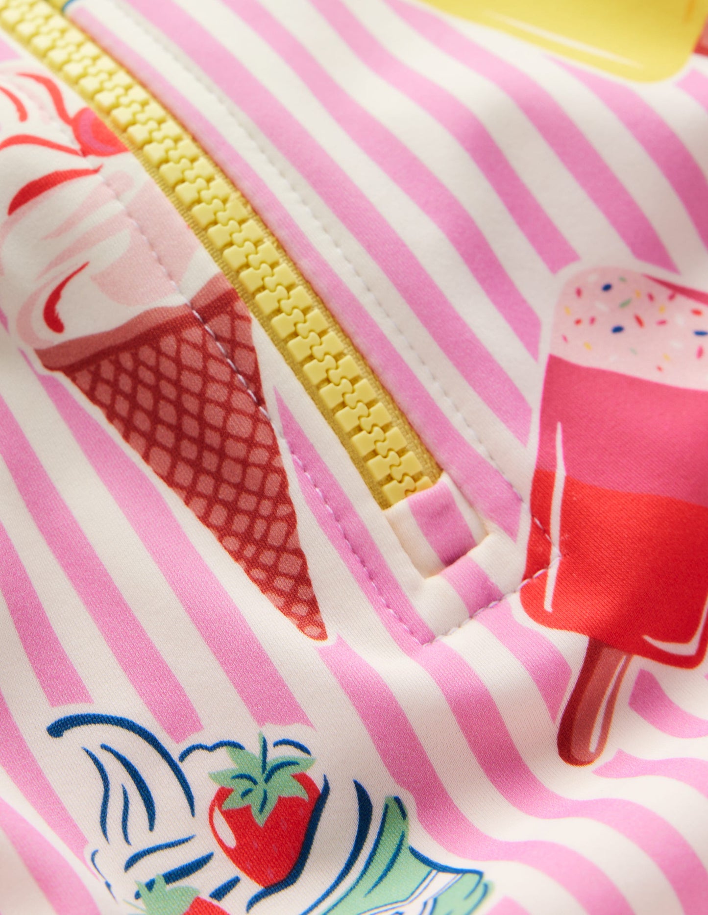 Short-sleeved Swimsuit-Vintage Pink Ice Cream Stripe