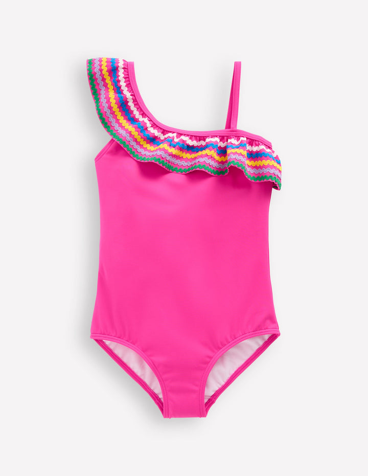 Lila One Shoulder Swimsuit-Pink Ric Rac