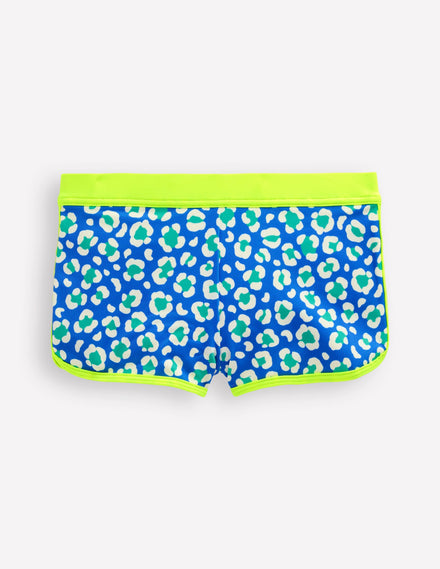 Patterned Swim Shorts-Aquamarine Leopard