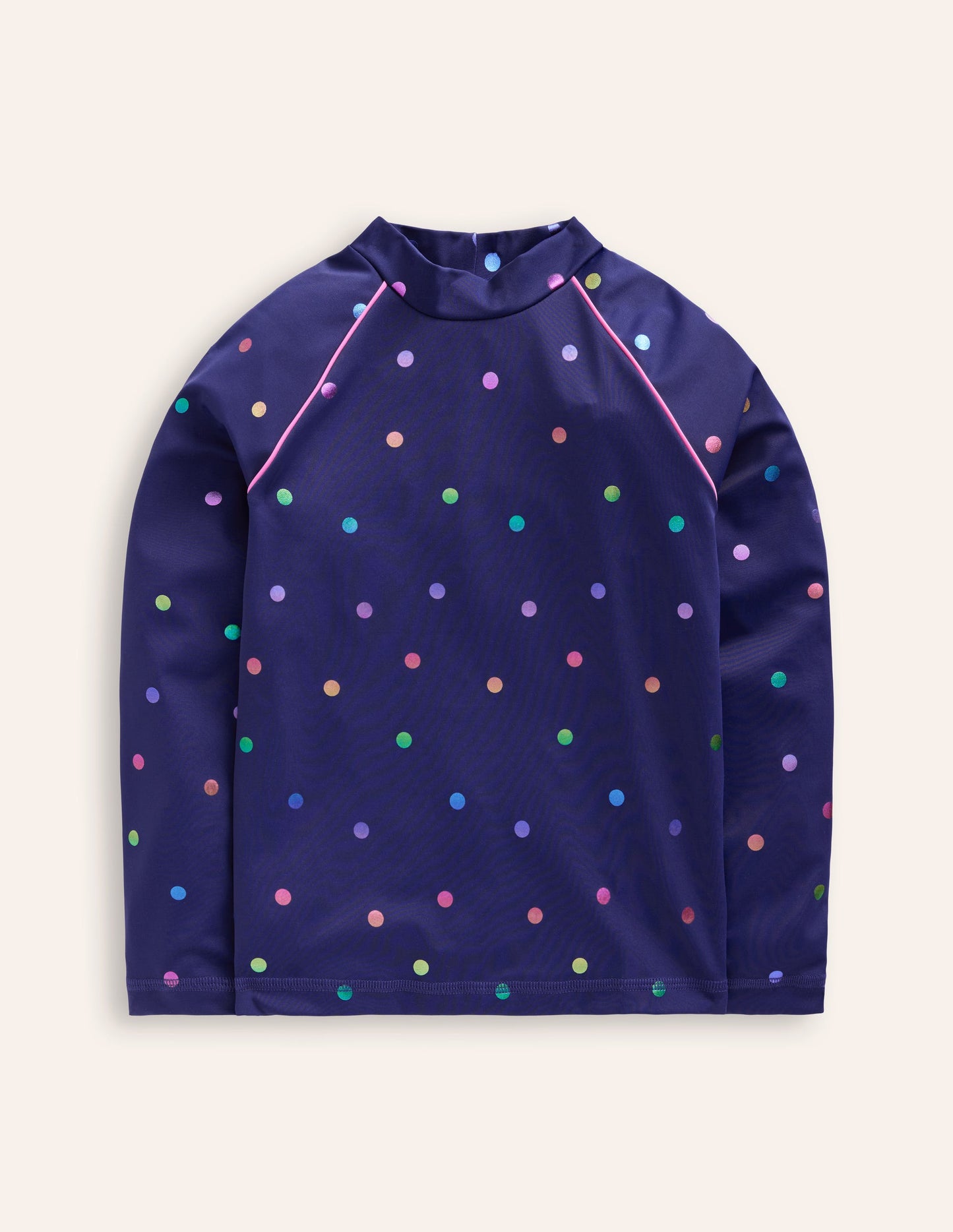 Sun Safe Patterned Rash Vest-Navy Rainbow Confetti Spot
