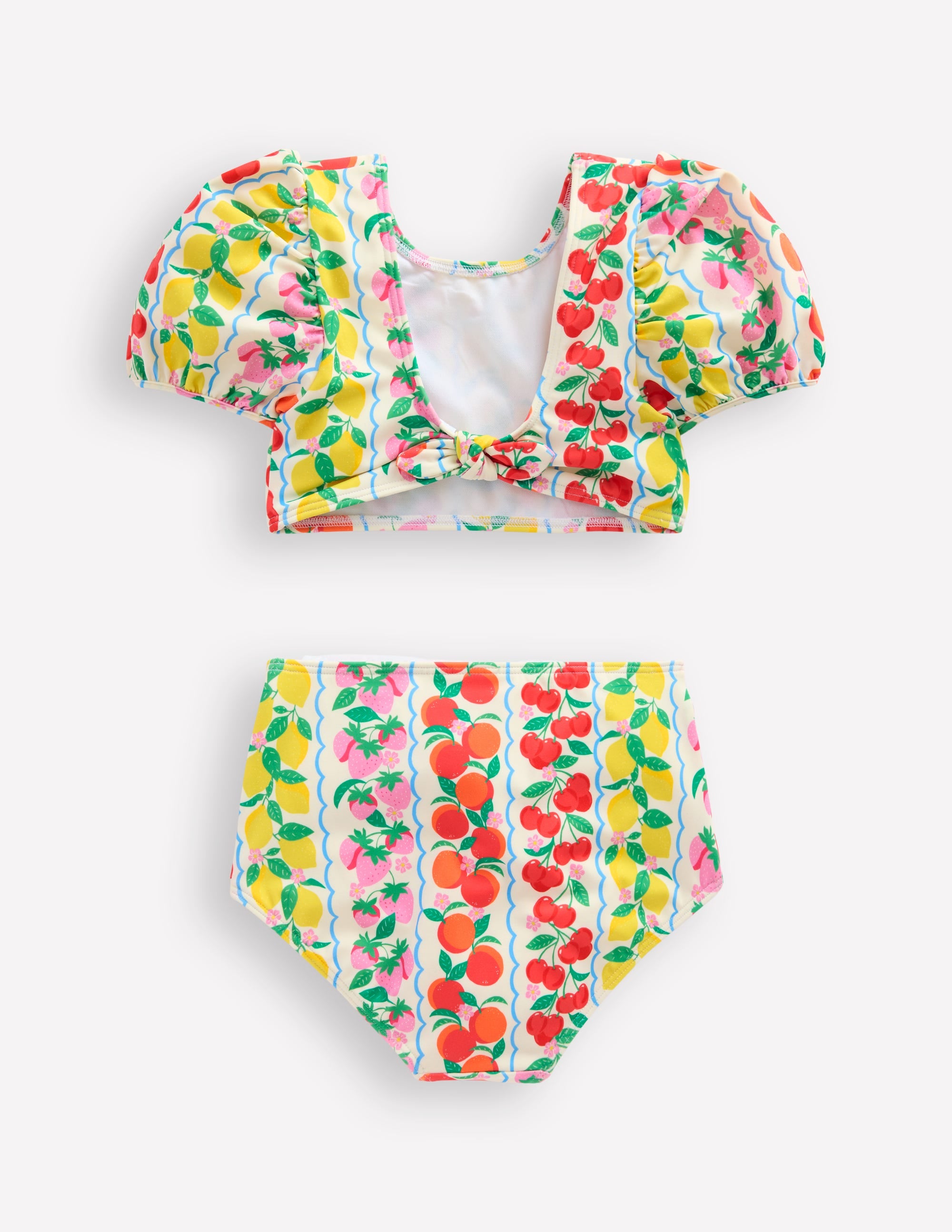 Sandy Puff Sleeve Bikini-Rainbow Fruit Stripe - Image 2