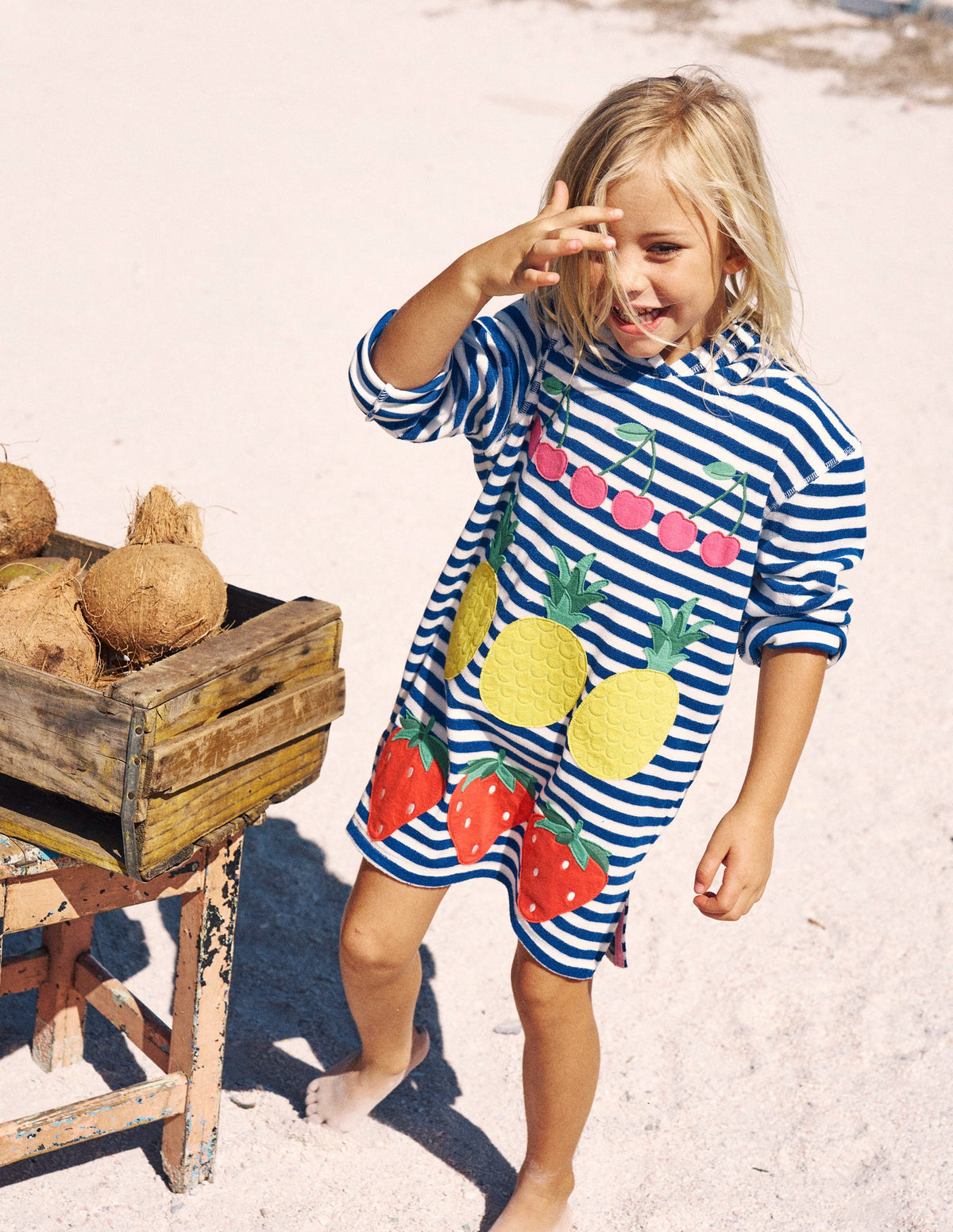 Mara Towelling Throw-On-Bright Blue Fruit Stripe - Image 4
