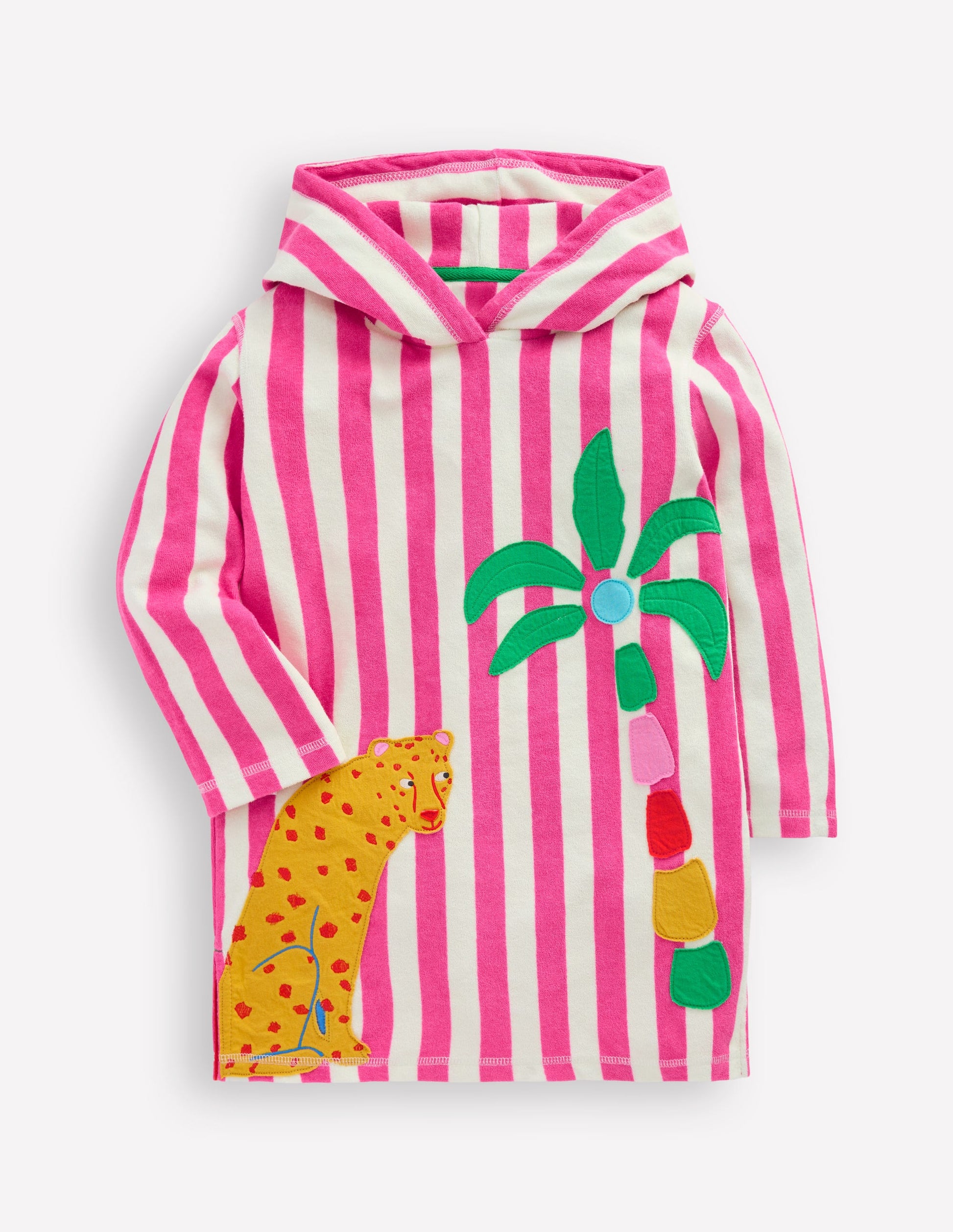 Mara Towelling Throw-On-Sorbet Pink Palm Tree Stripe-1