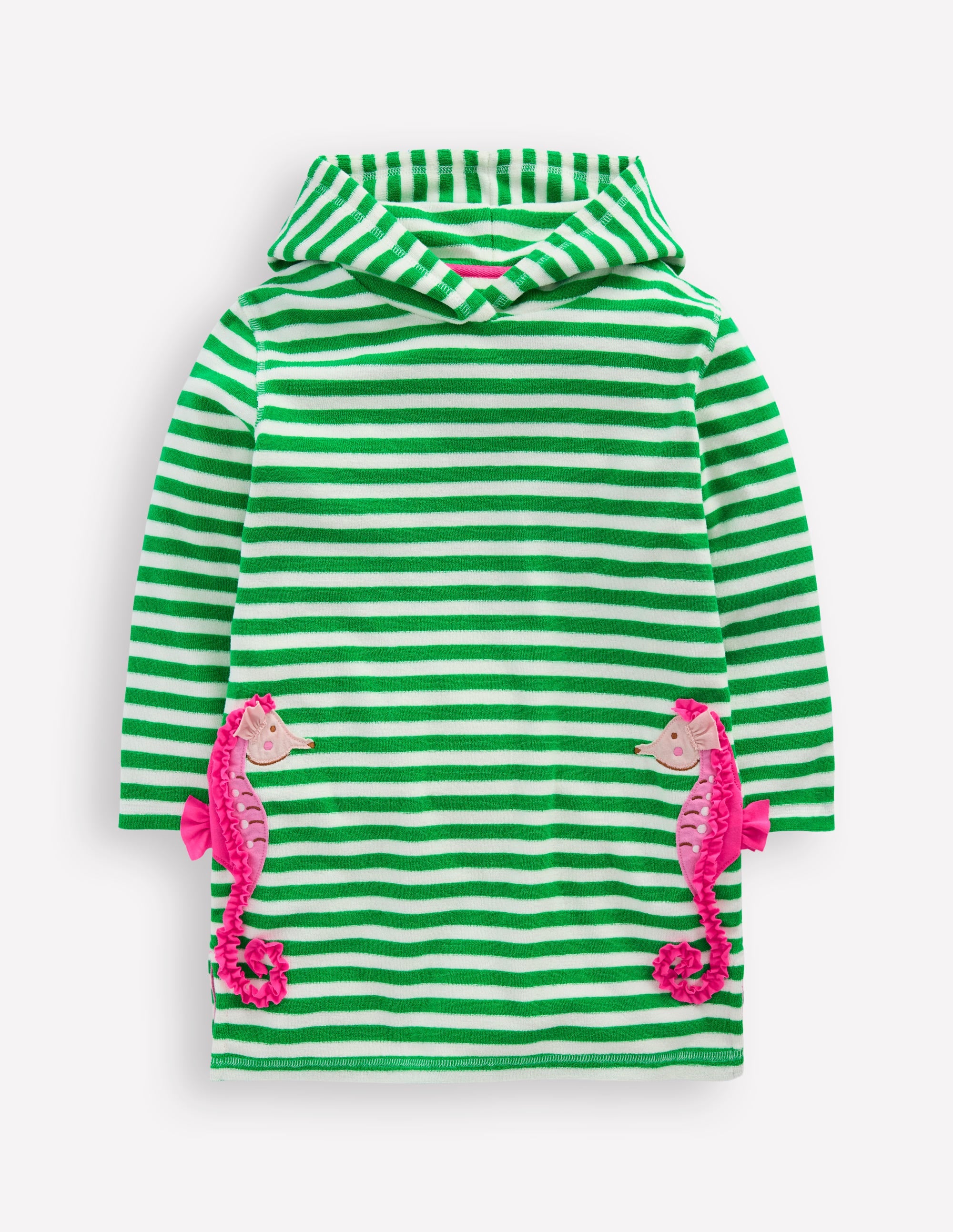 Mara Towelling Throw-On-Green Seahorse Stripe - Image 1