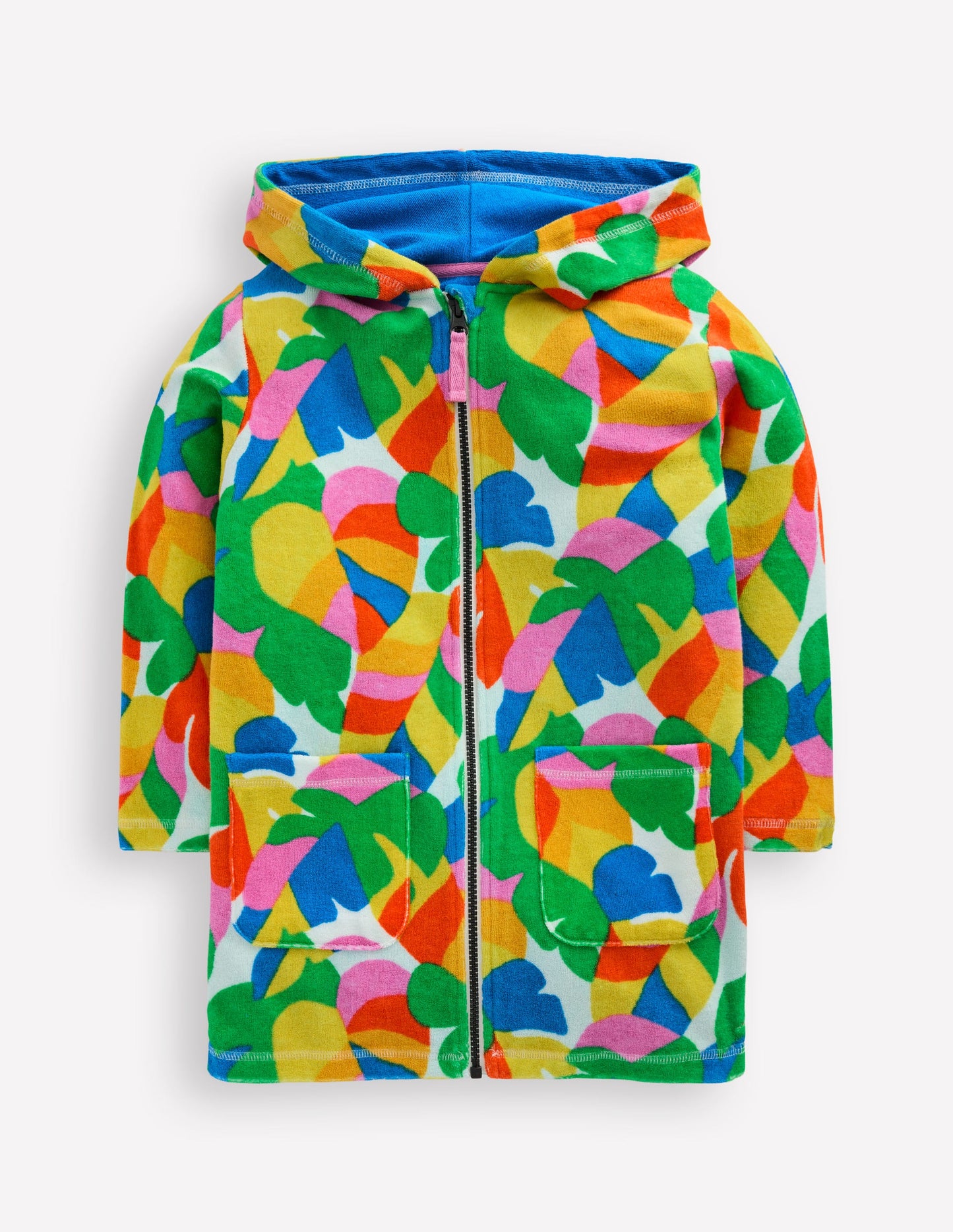 Romie Towelling Zip Throw-On-Multi Abstract Palm