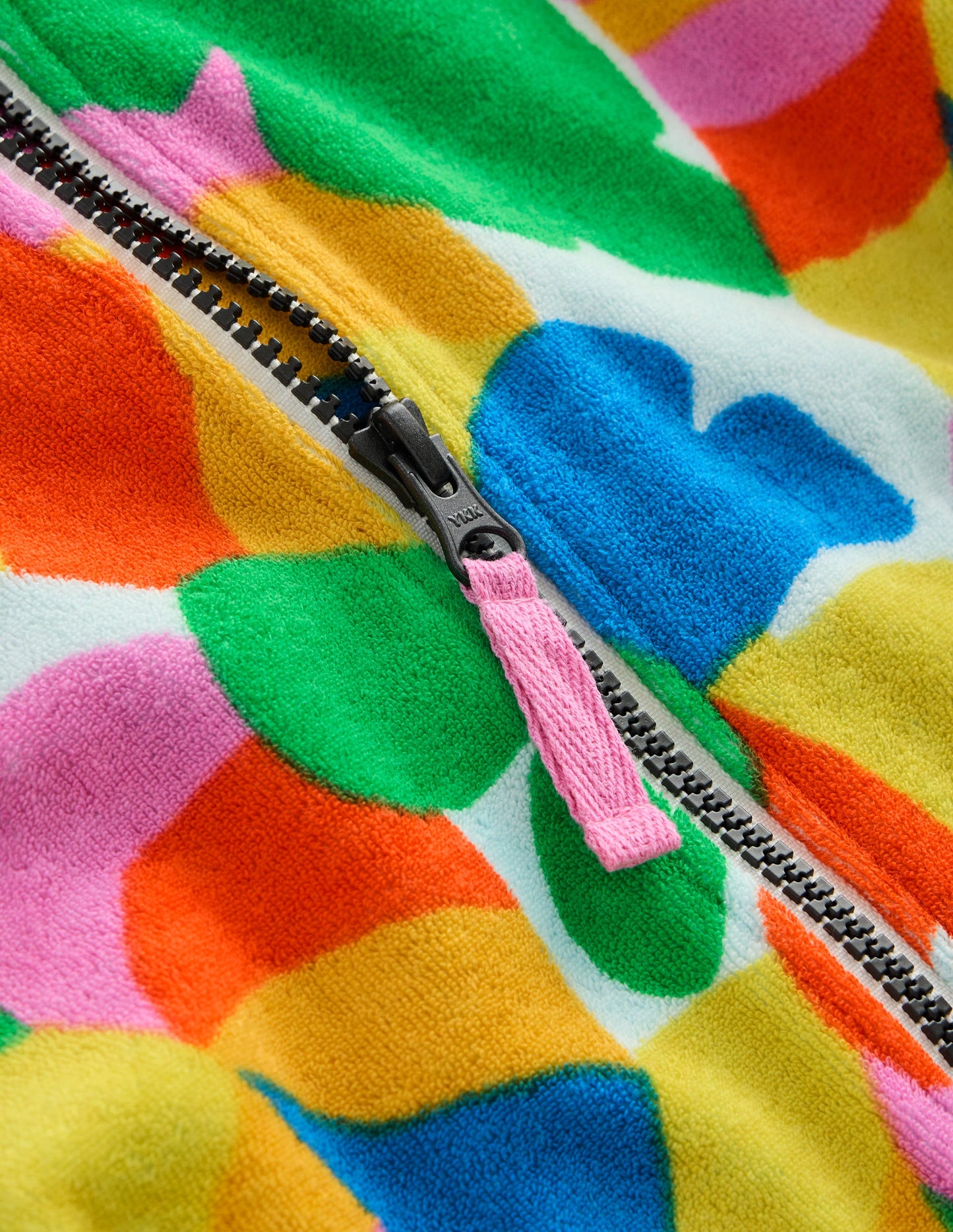 Romie Towelling Zip Throw-On-Multi Abstract Palm