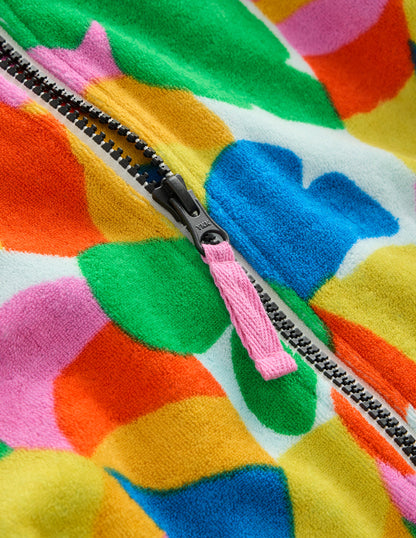 Romie Towelling Zip Throw-On-Multi Abstract Palm-3