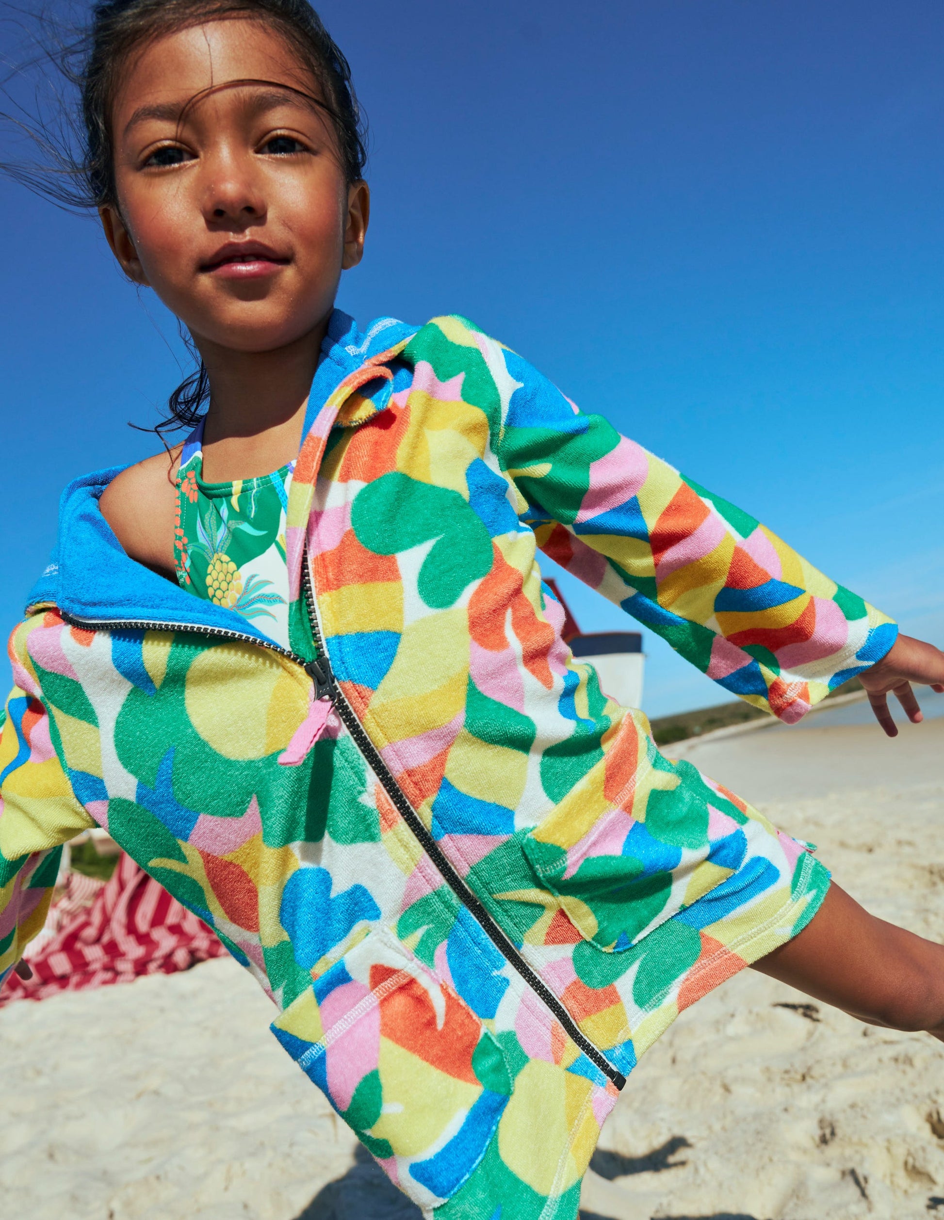 Romie Towelling Zip Throw-On-Multi Abstract Palm-4