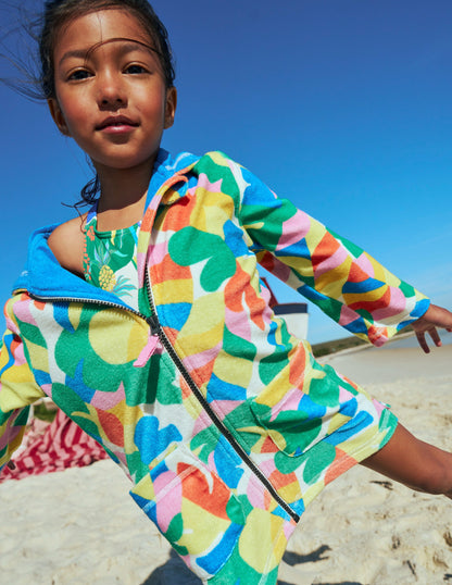 Romie Towelling Zip Throw-On-Multi Abstract Palm-4