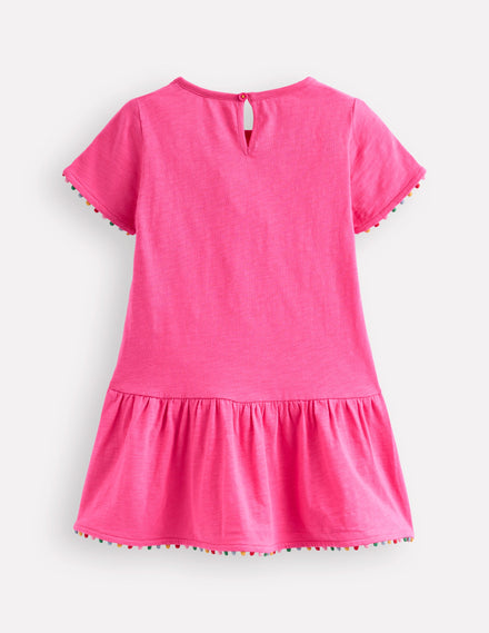 Dropped Waist Pom Tunic-Flamingo Pink