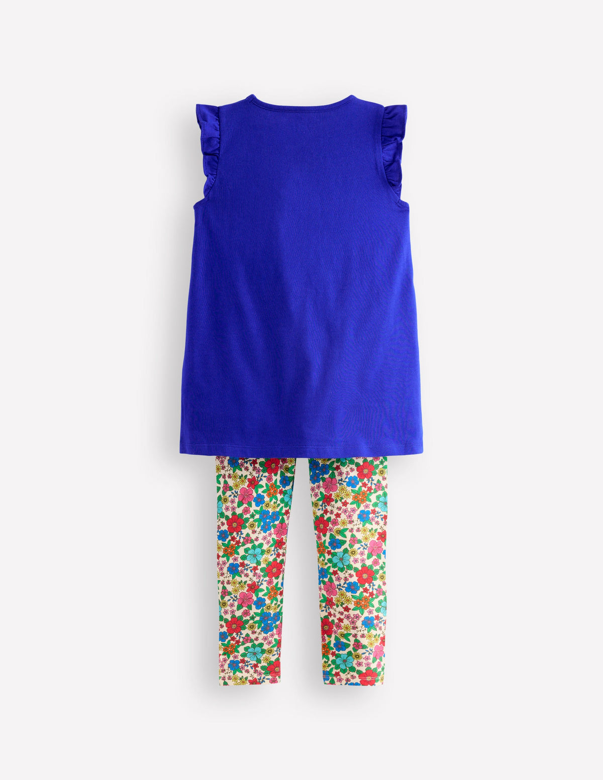 Frill Sleeve Tunic Set-Bright Blue Embroidery - Image 2