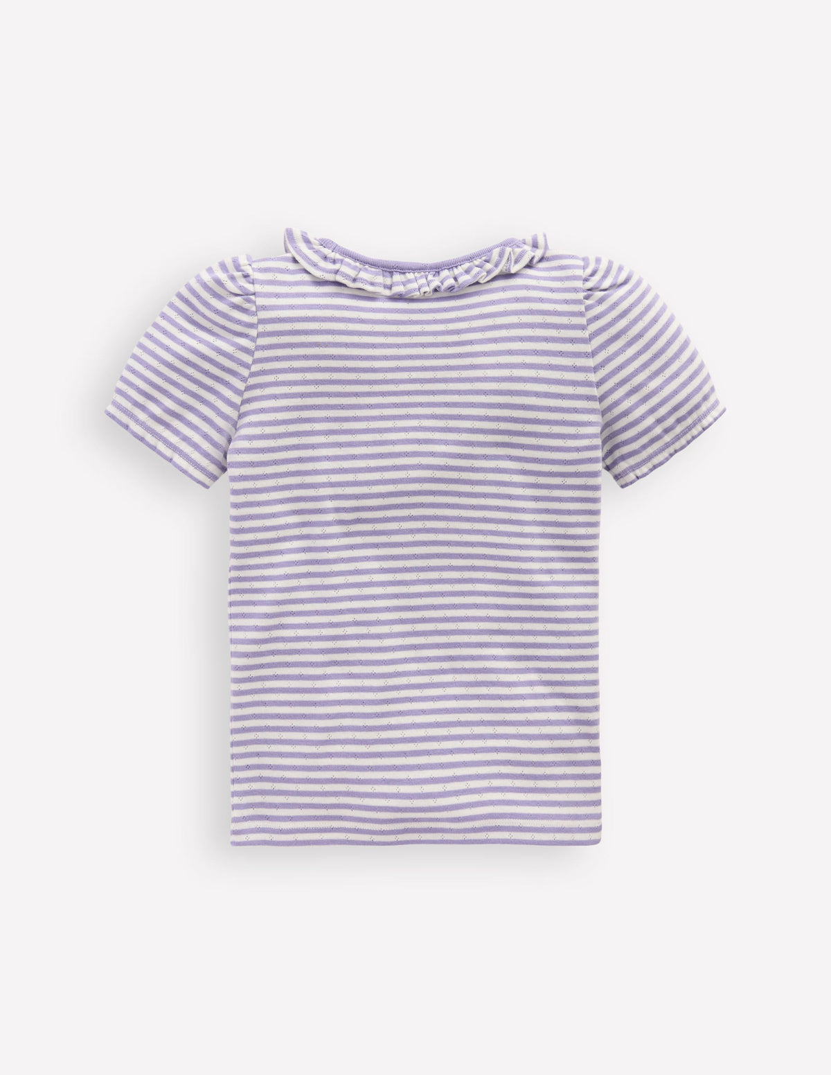Short-sleeved Ruffle Pointelle-Misty Lavender/Soft Ivory - Image 2