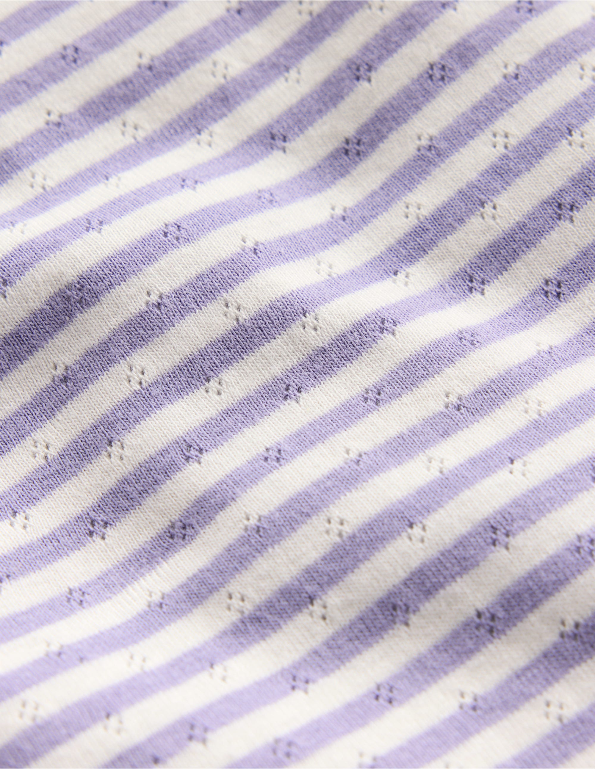 Short-sleeved Ruffle Pointelle-Misty Lavender/Soft Ivory - Image 3