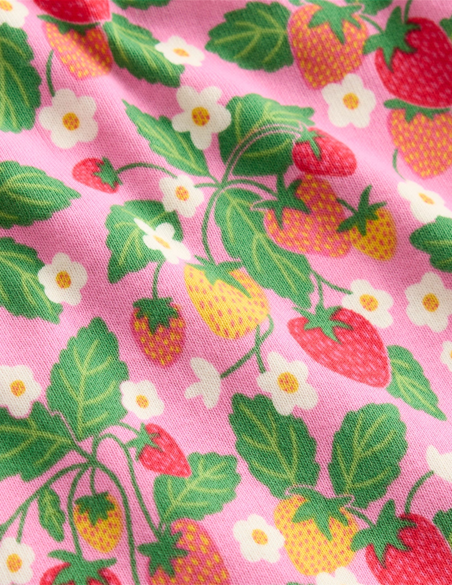 Snug Short John Pajamas-Cosmos Pink Strawberry Patch