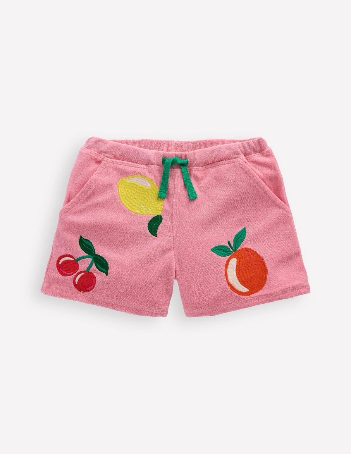 Printed Towelling Short-Chalk Pink Applique Fruit - Image 1