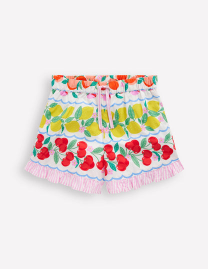 Juniper Woven Frill Shorts-Rainbow Fruit Stripe