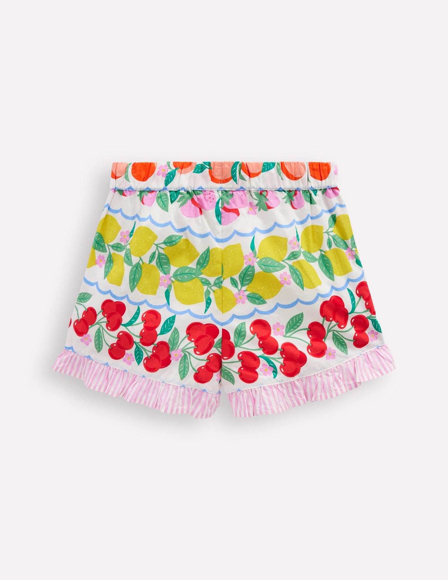 Juniper Woven Frill Shorts-Rainbow Fruit Stripe