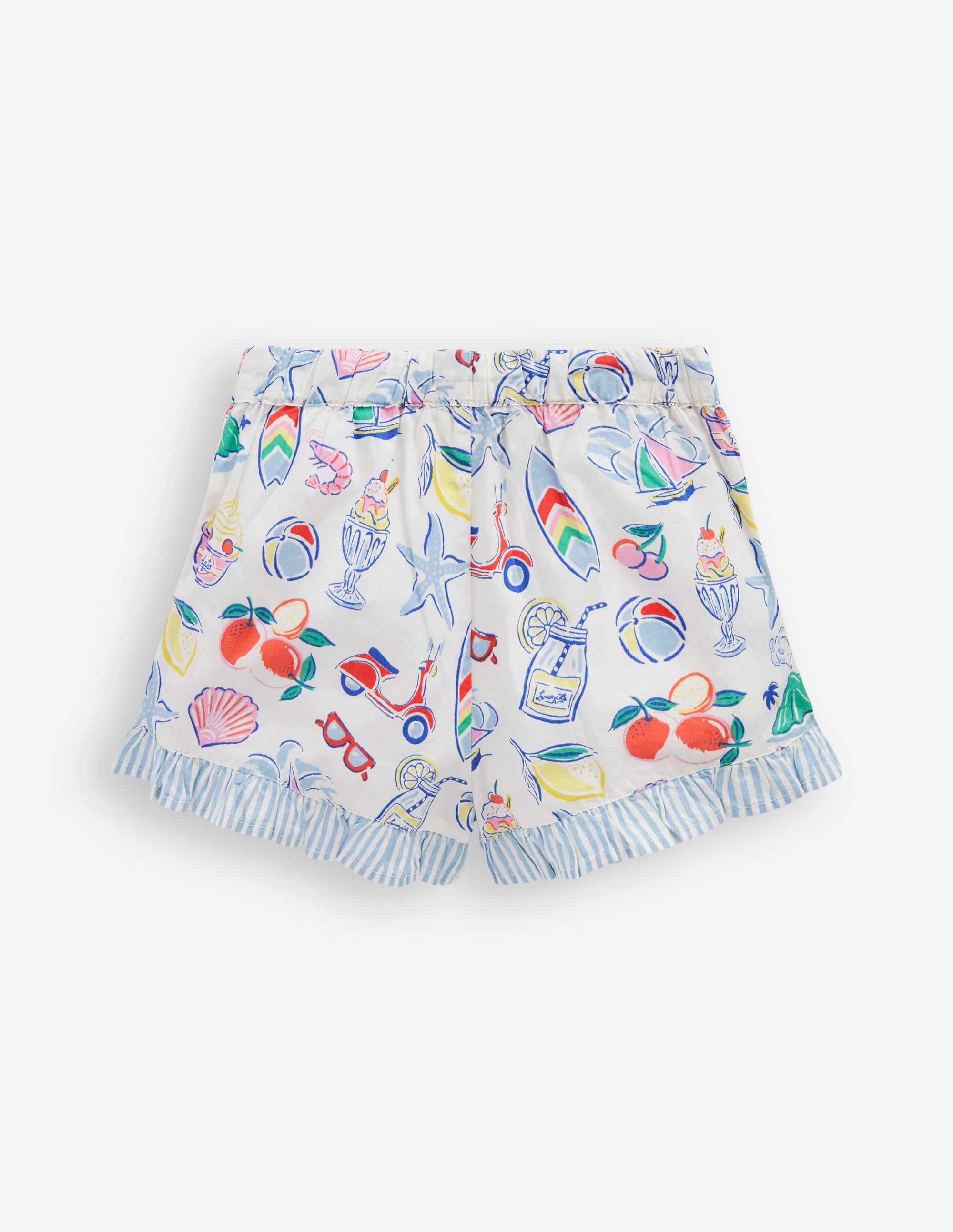 Juniper Woven Frill Shorts-Ivory Holiday Print - Image 2