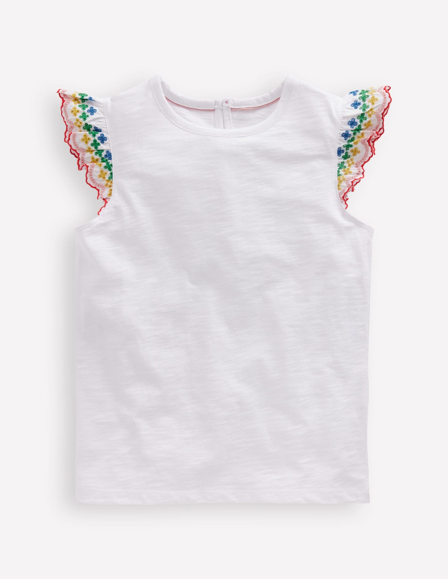 Margaret Broderie Frill Tee-White