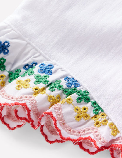 Margaret Broderie Frill Tee-White