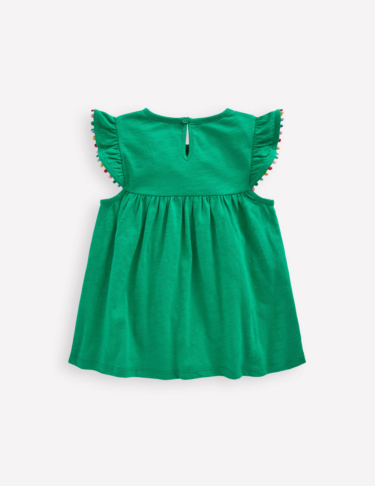 Frill Sleeve Pom Top-Bright Emerald - Image 2