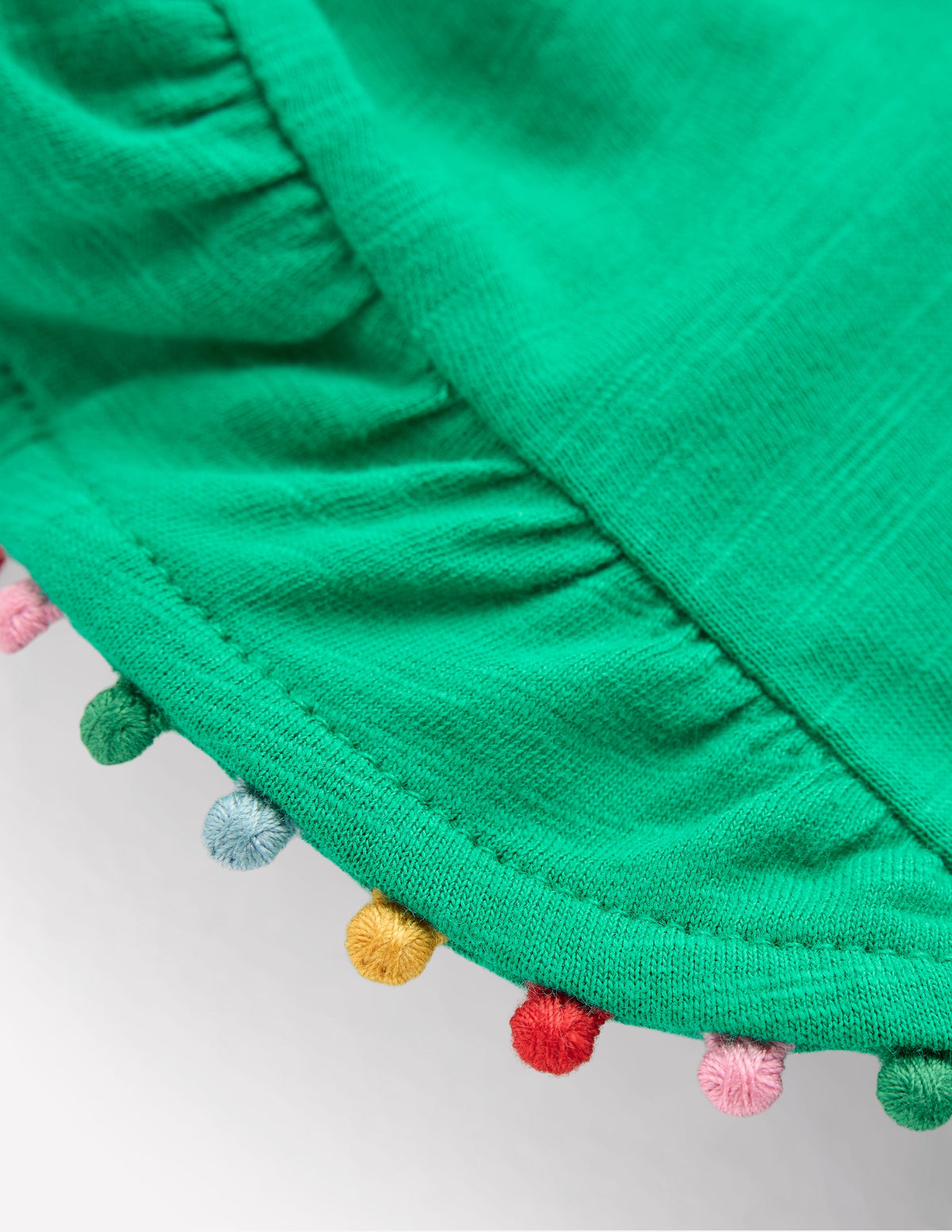 Frill Sleeve Pom Top-Bright Emerald - Image 3