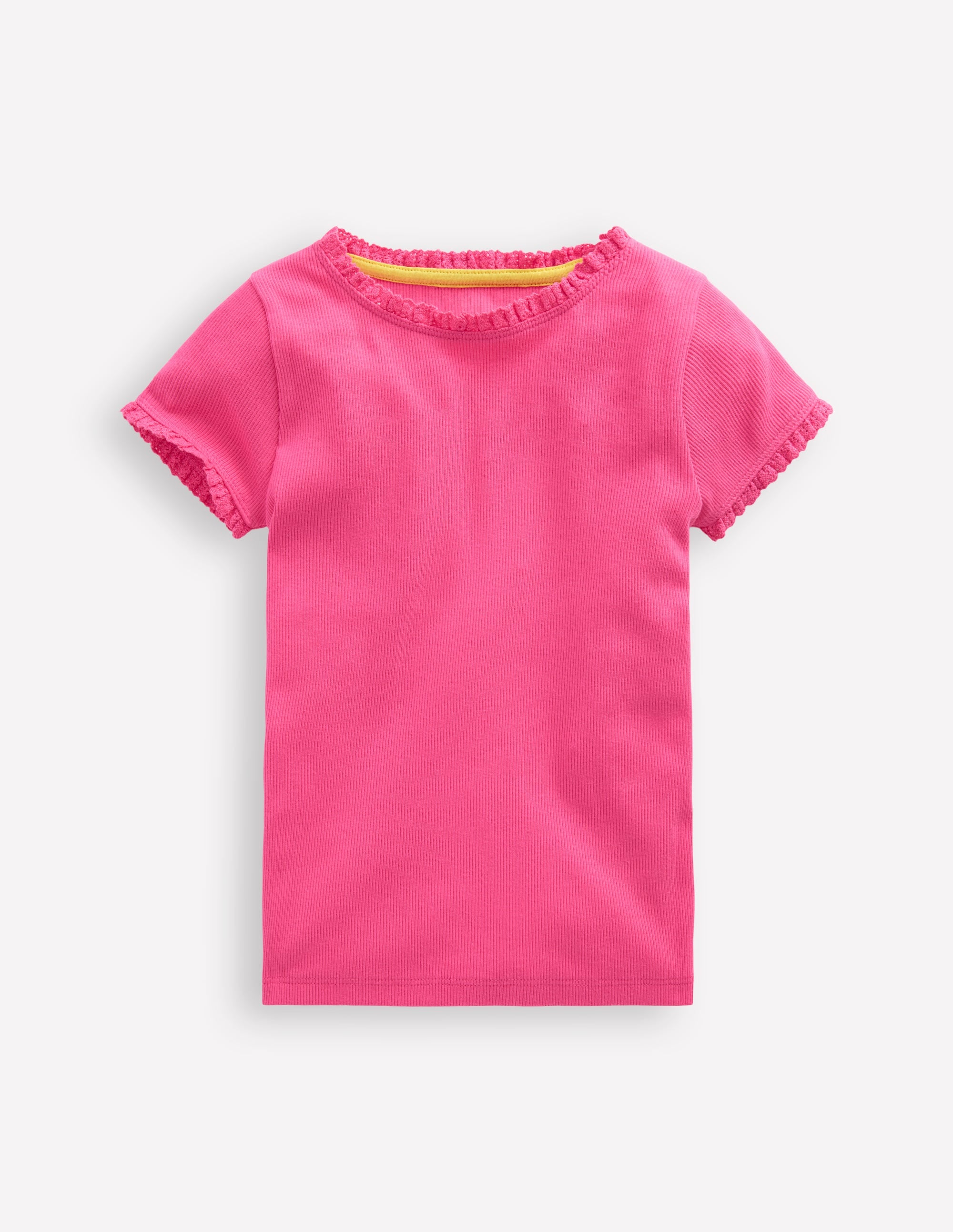 Short Sleeve Ribbed T-shirt-Flamingo Pink - Image 1