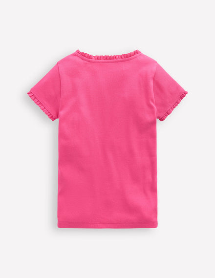 Short Sleeve Ribbed T-Shirt-Flamingo Pink