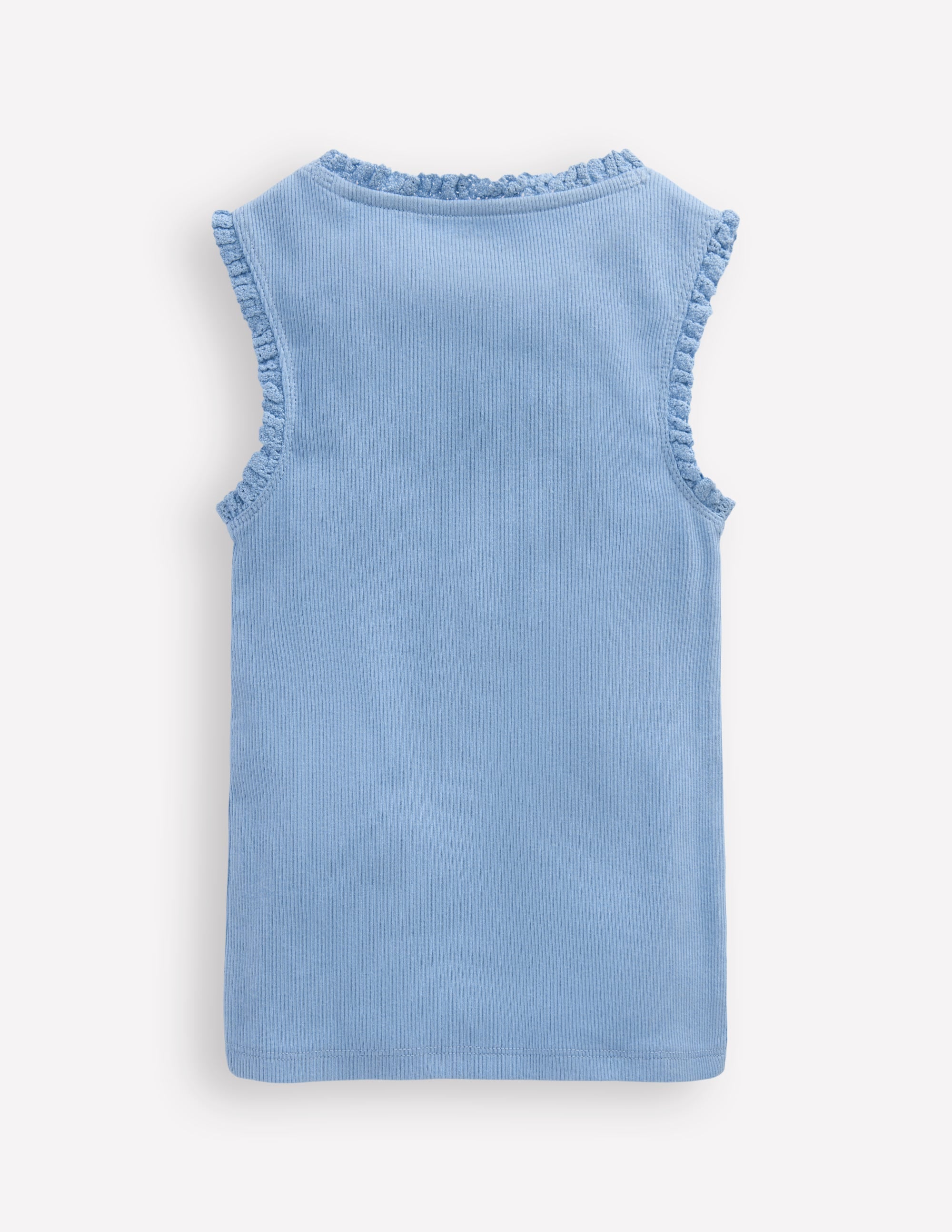 Ribbed Lace Trim Tank-Glacier Blue - Image 2