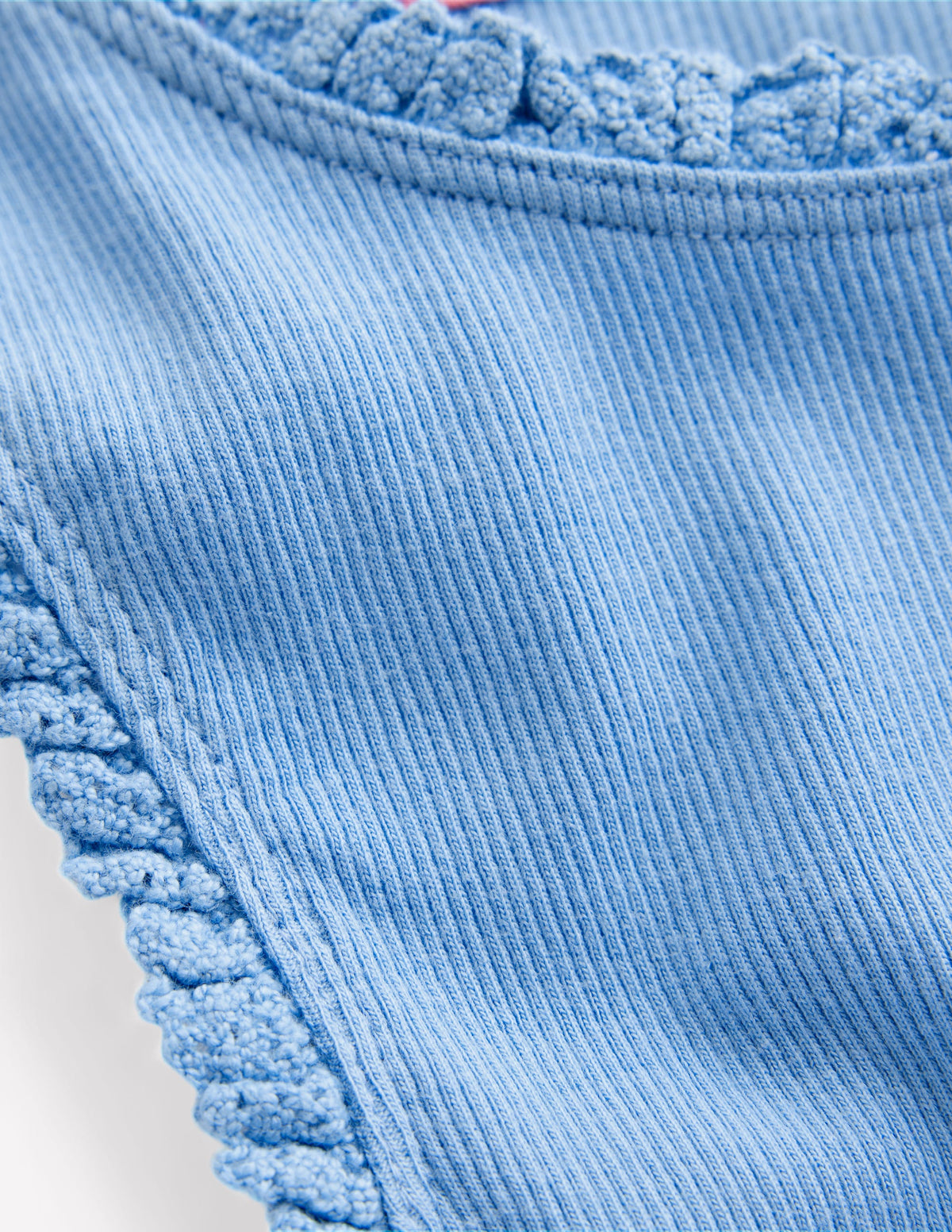 Ribbed Lace Trim Tank-Glacier Blue - Image 3