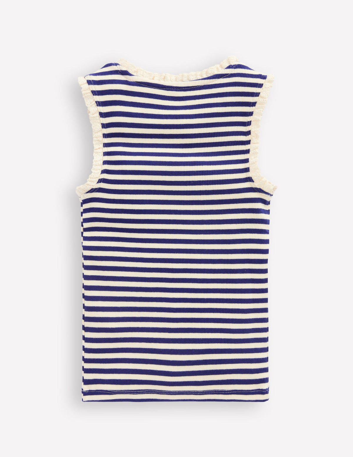 Ribbed Lace Trim Tank-Starboard Blue Stripe - Image 2