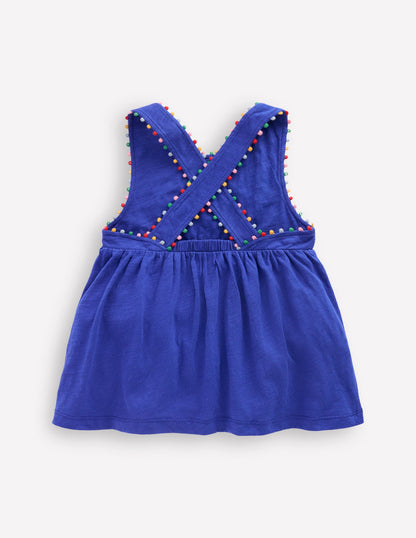 Cross-back Pom Top-Bright Blue