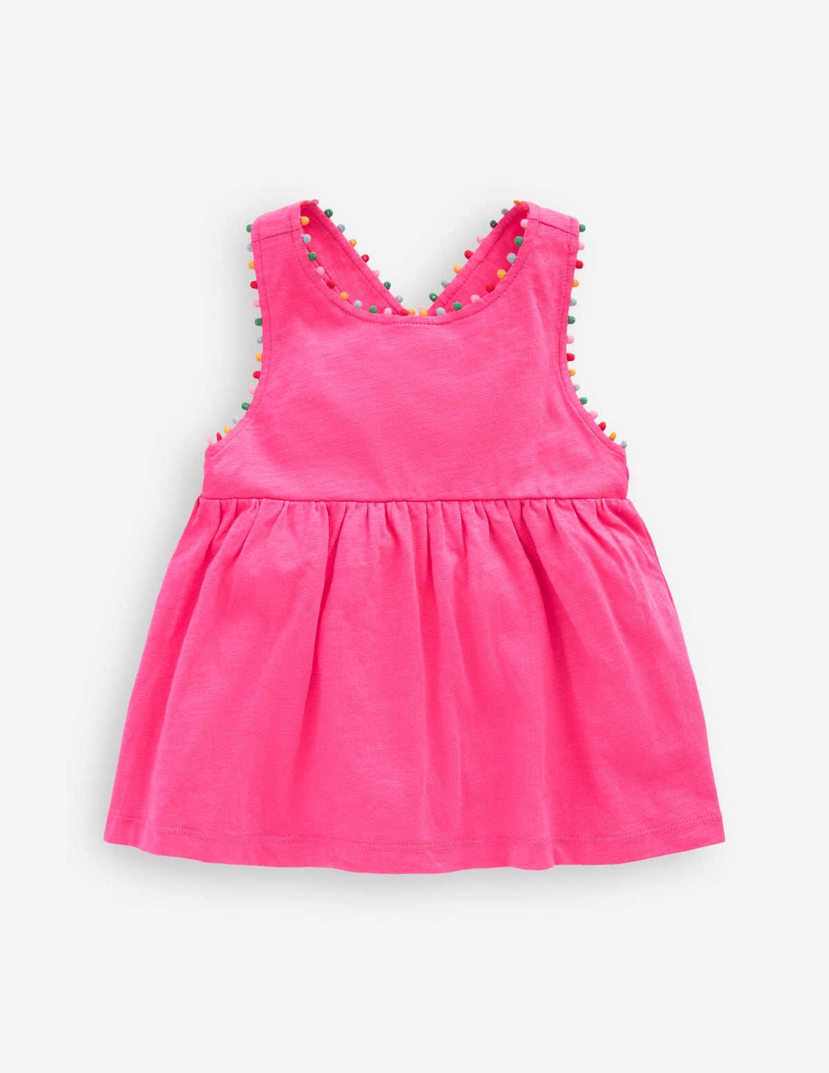 Cross-back Pom Top-Flamingo Pink - Image 2
